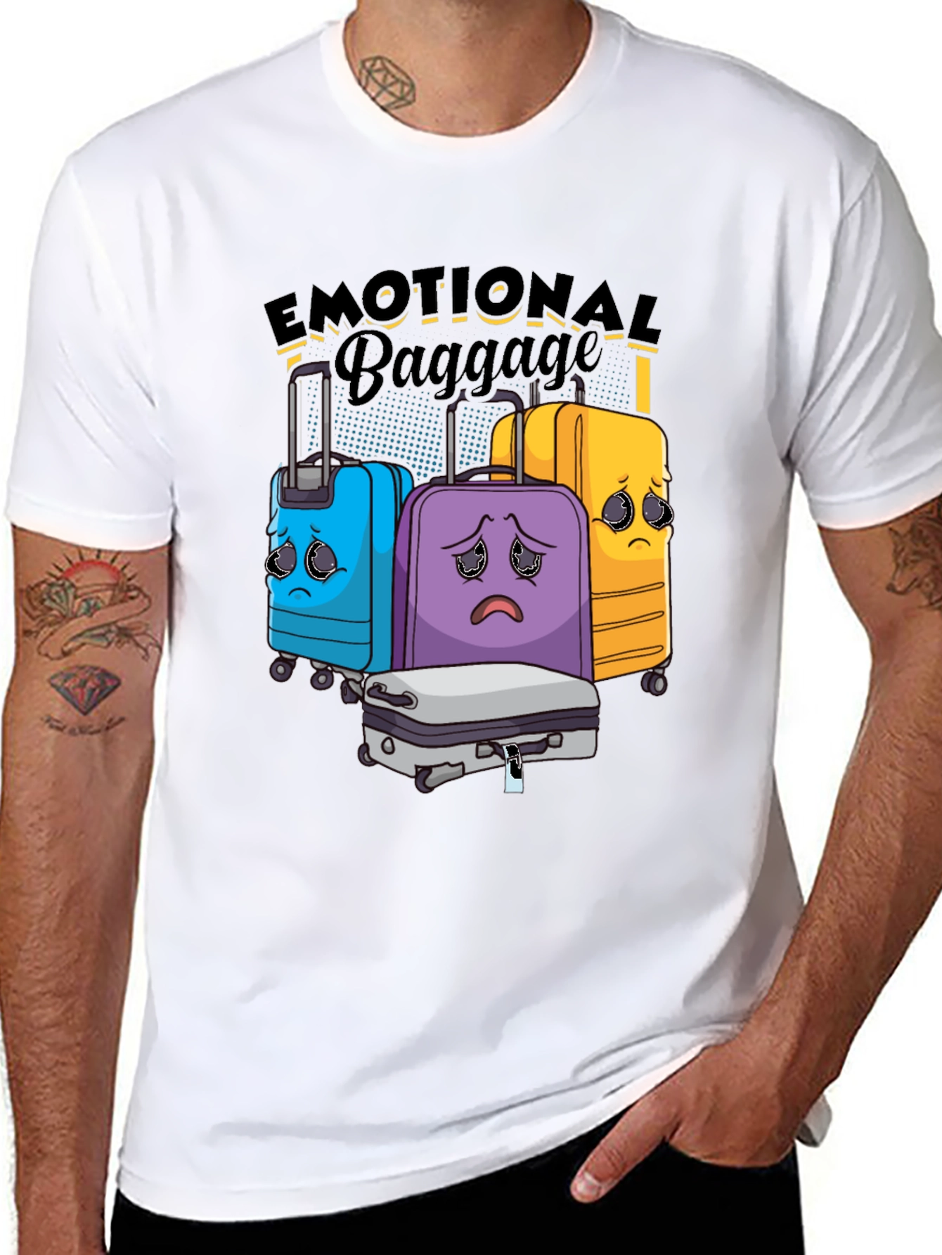 Black Emotional Baggage Graphic T-Shirt view 8