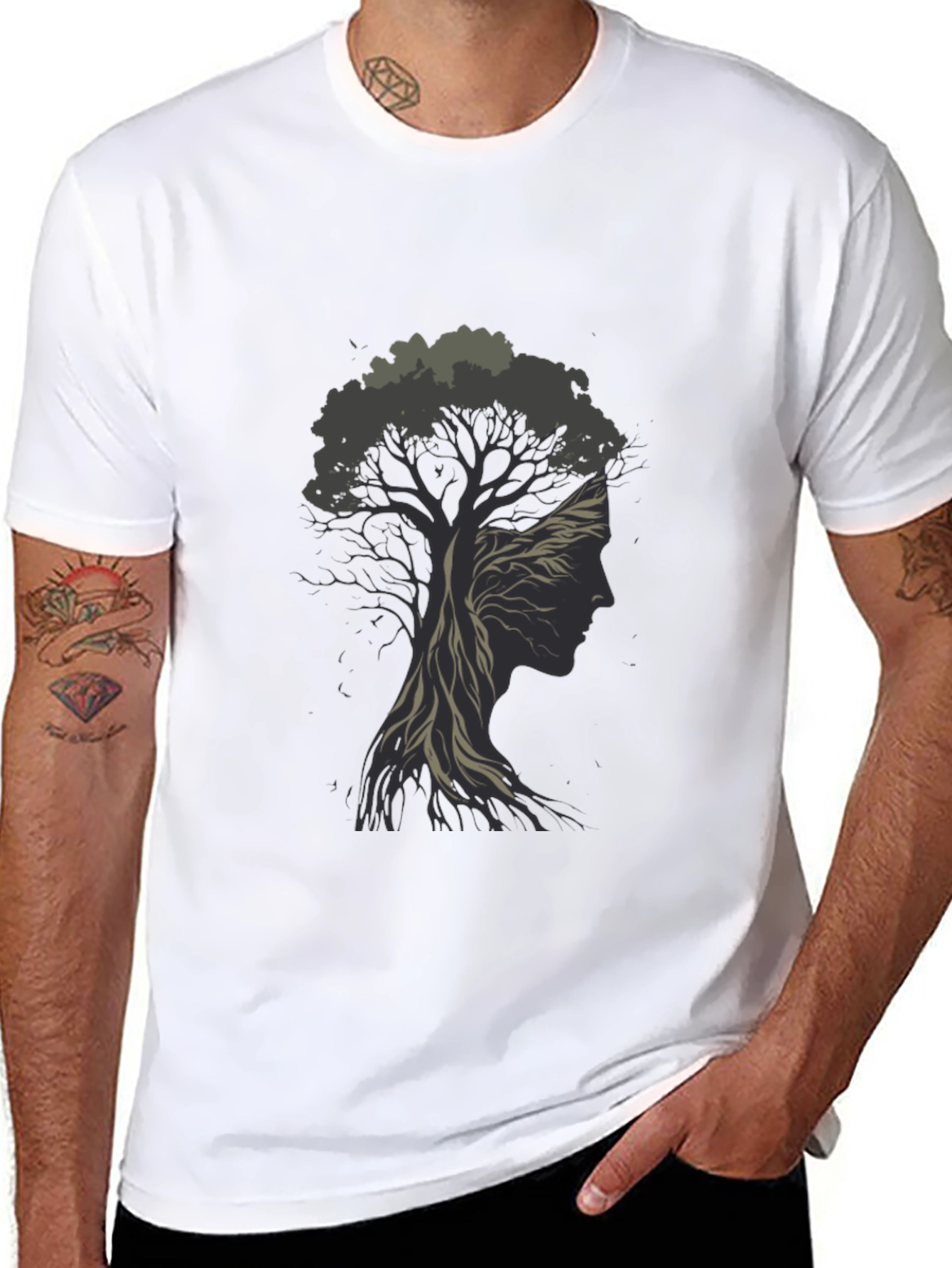 Black Nature's Silhouette Tee - Black Graphic T-Shirt view 8