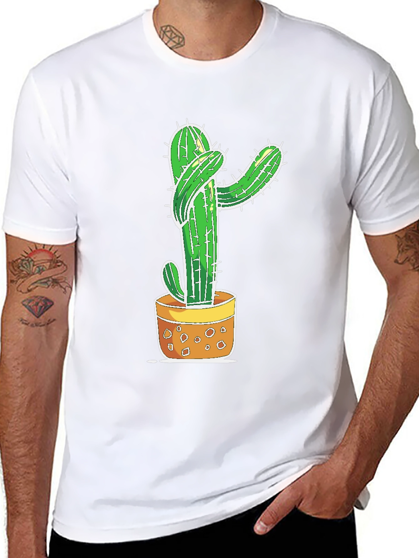 Black Cactus Hug Graphic T-Shirt - Unisex view 8