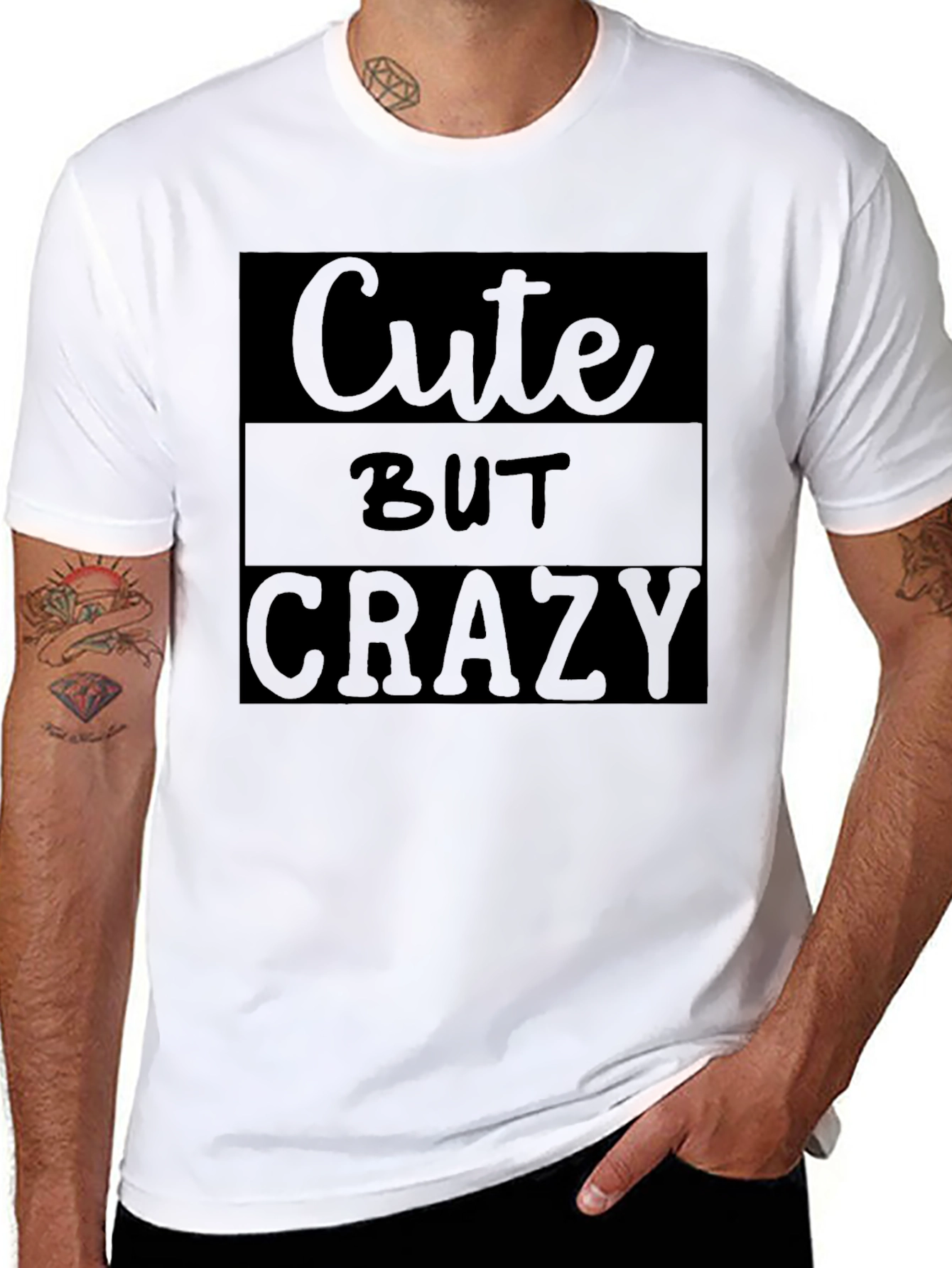 Black Cute But Crazy Graphic Tee - Black Unisex Shirt view 8