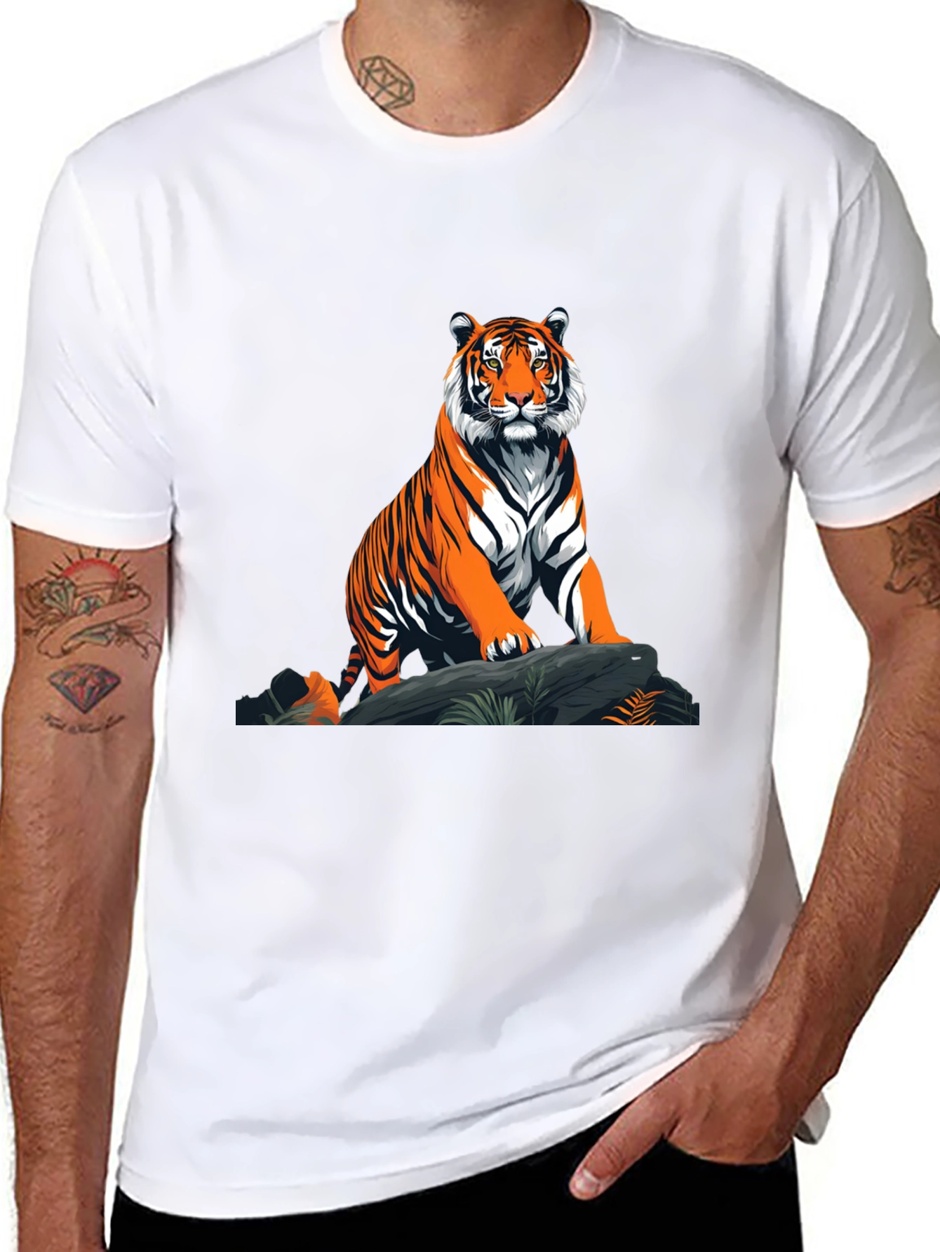 Black Tiger Graphic T-Shirt - Bold Animal Print Tee view 8