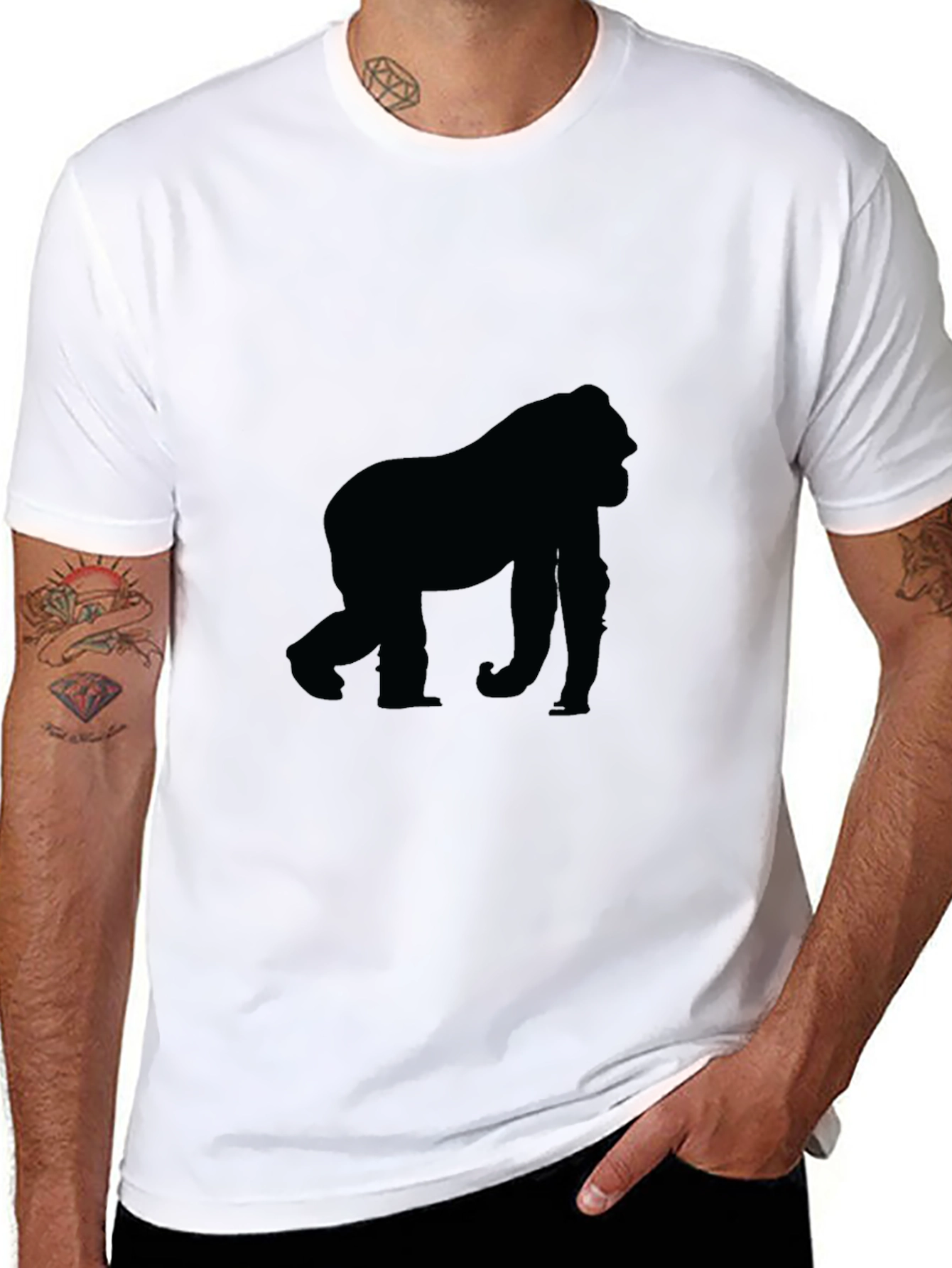 Black Black Gorilla Silhouette T-Shirt view 8