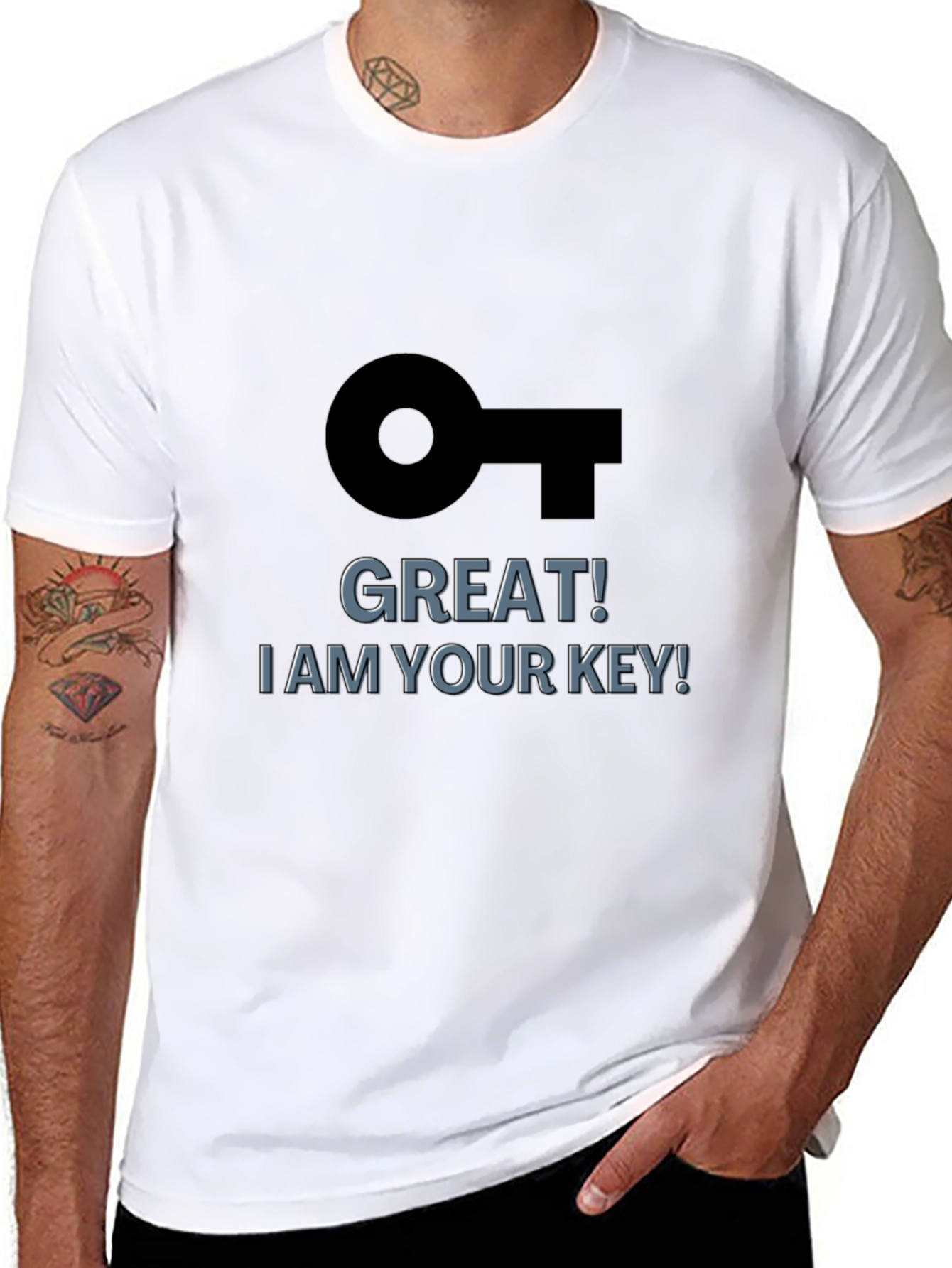 Black Great! I am Your Key! Black Graphic T-Shirt view 8