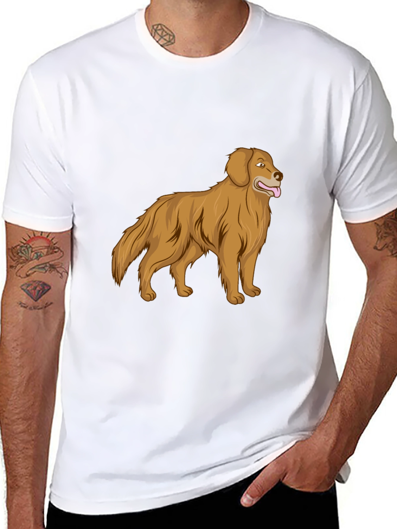 Black Golden Retriever Graphic Print T-Shirt view 8