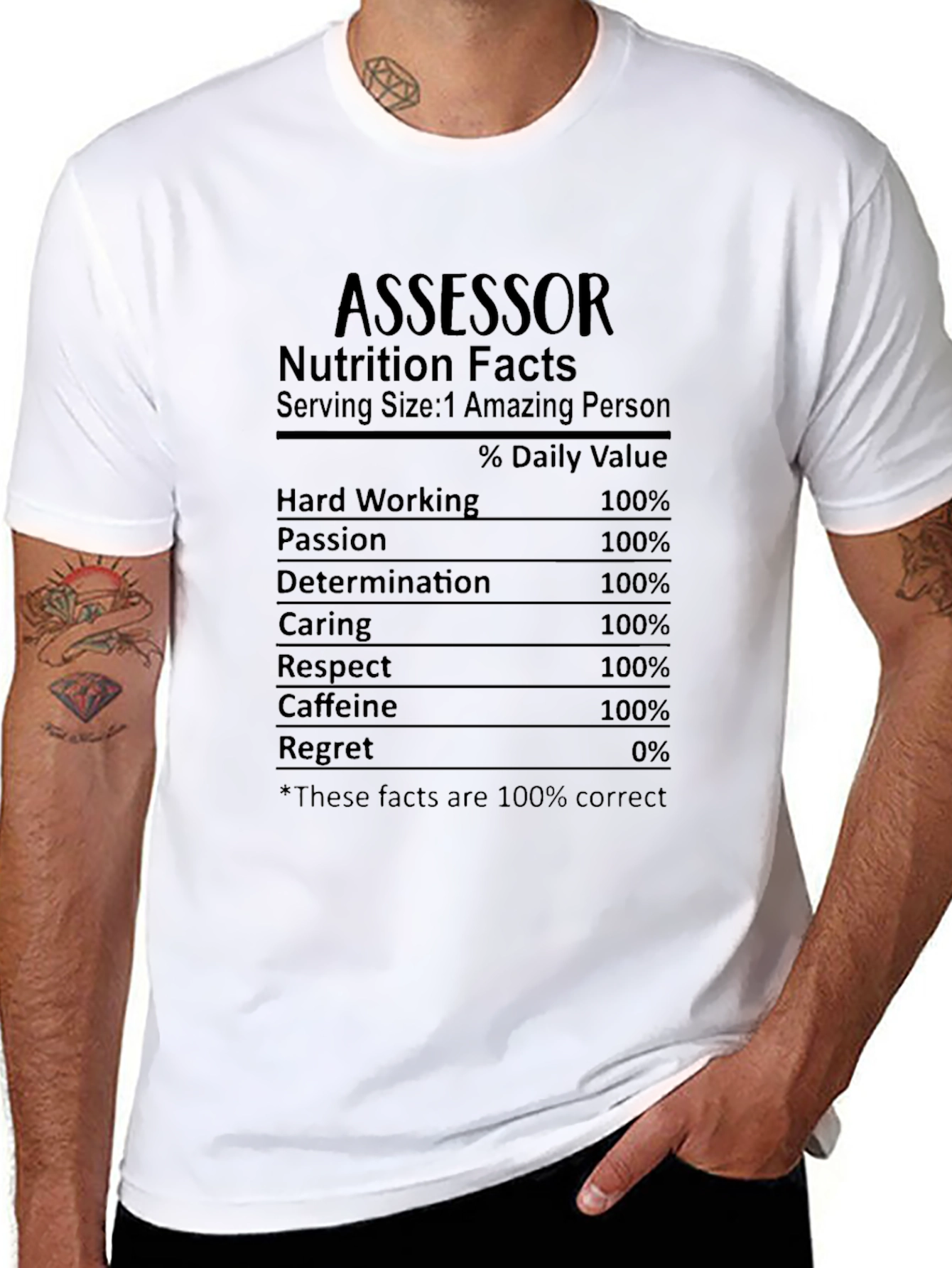 Black Assessor Nutrition Facts T-Shirt - Amazing Person Inside! view 8