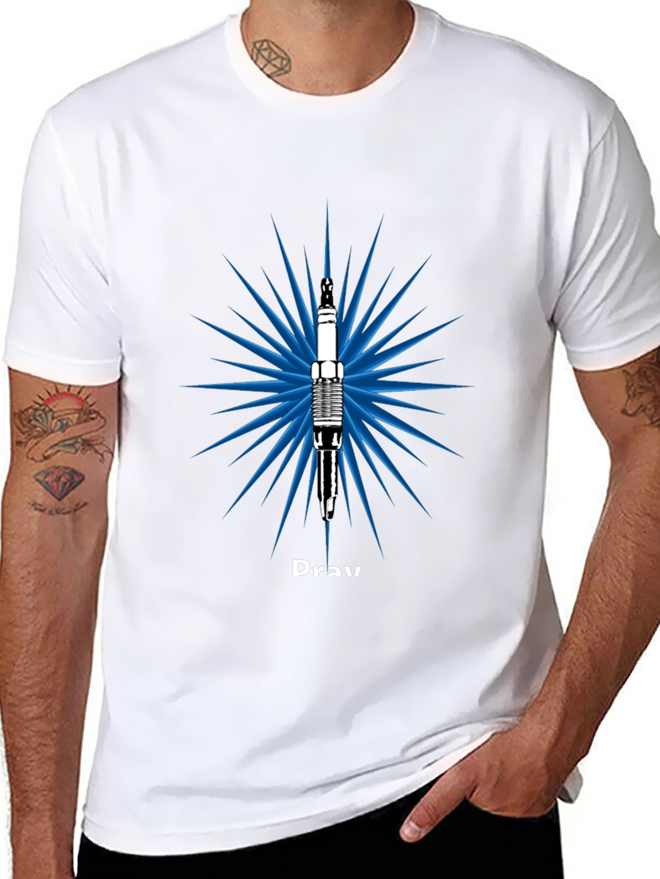 Black Spark Plug Graphic Tee - Drav view 8