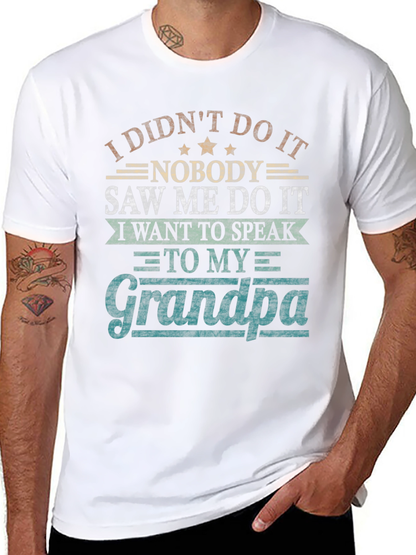 Black I Didn't Do It Grandpa T-Shirt view 8