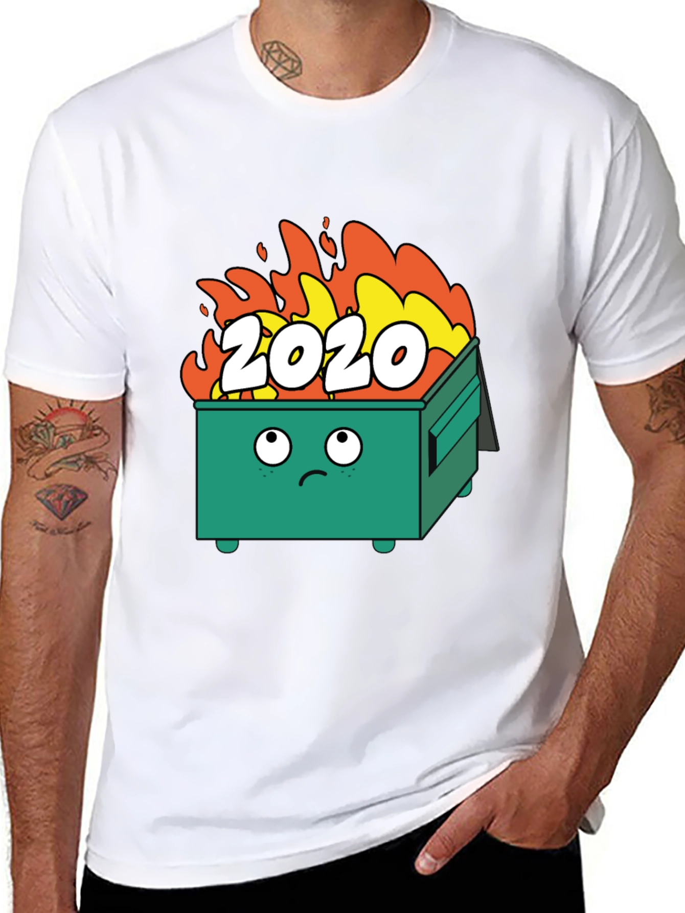 Black 2020 Dumpster Fire T-Shirt - Funny Graphic Tee view 8