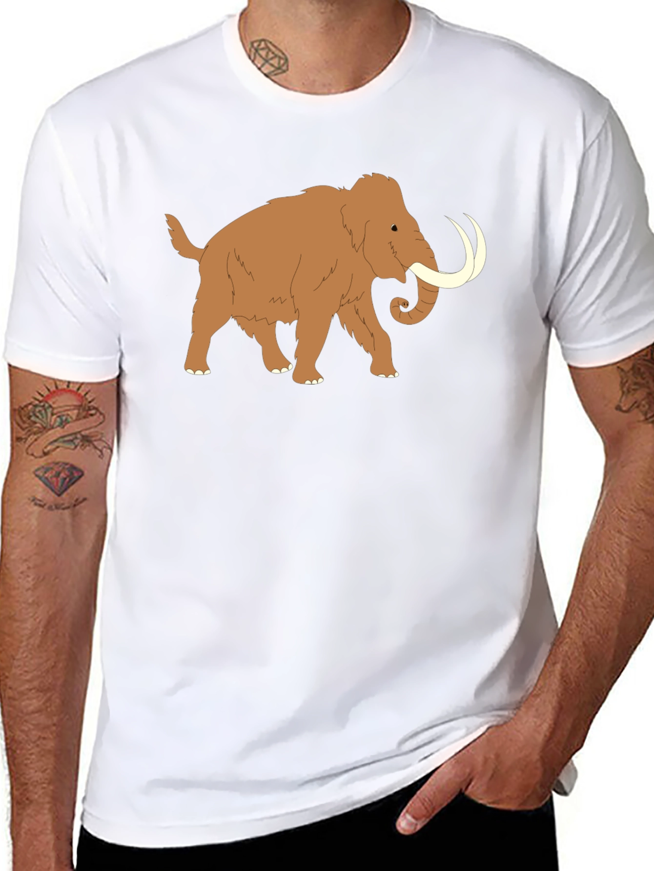Black Woolly Mammoth Graphic Tee - Black Cotton T-Shirt view 8