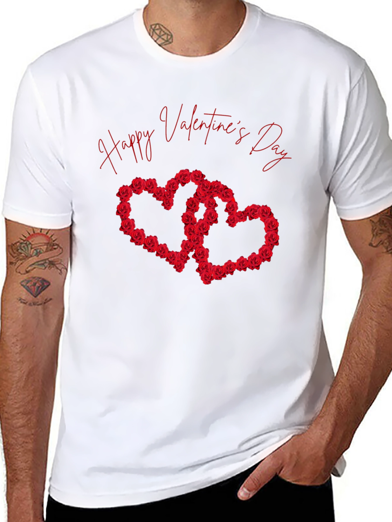 Black Happy Valentine's Day Rose Heart Graphic Tee view 8