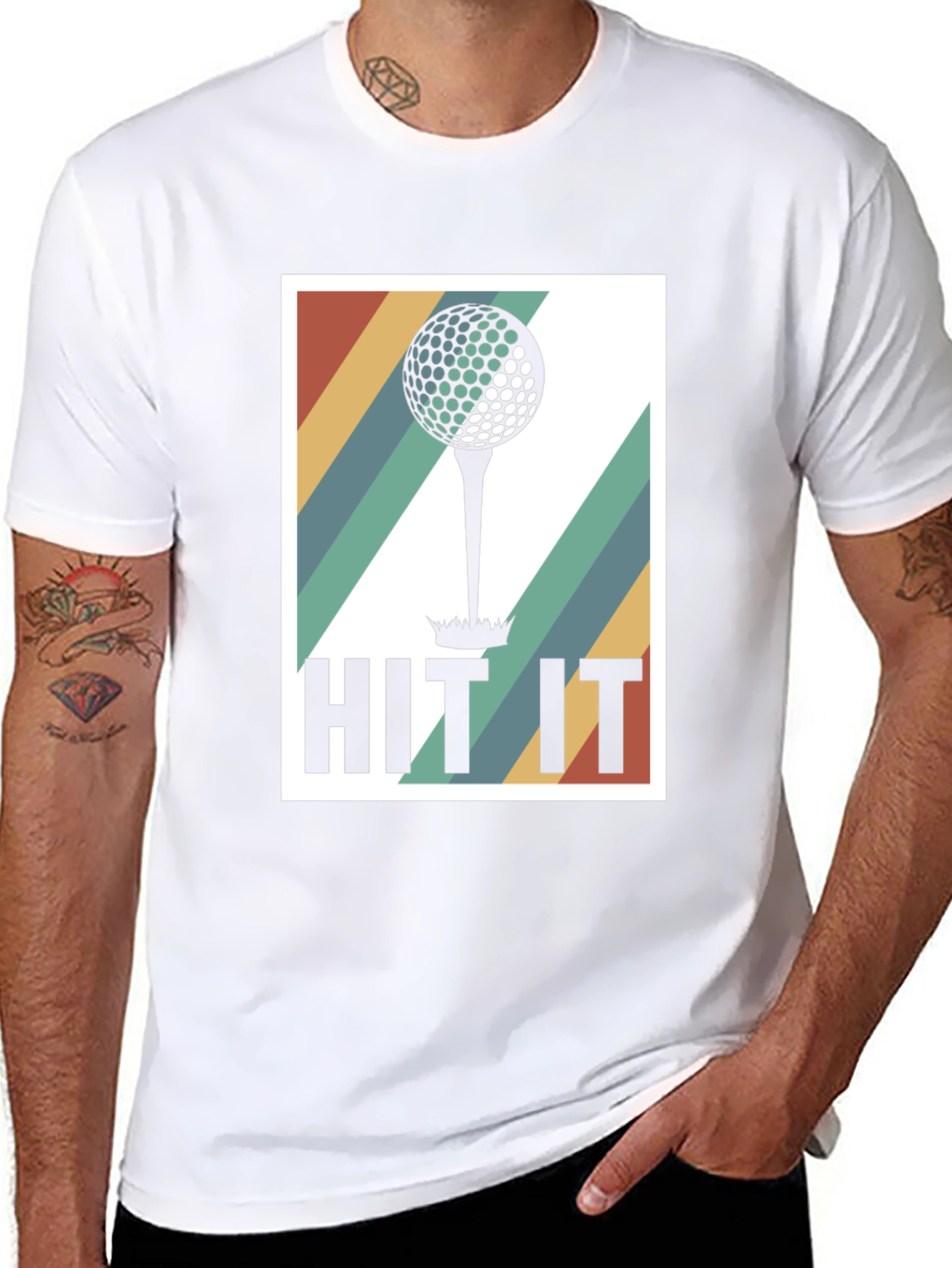 Black Retro Golf Hit It T-Shirt view 8