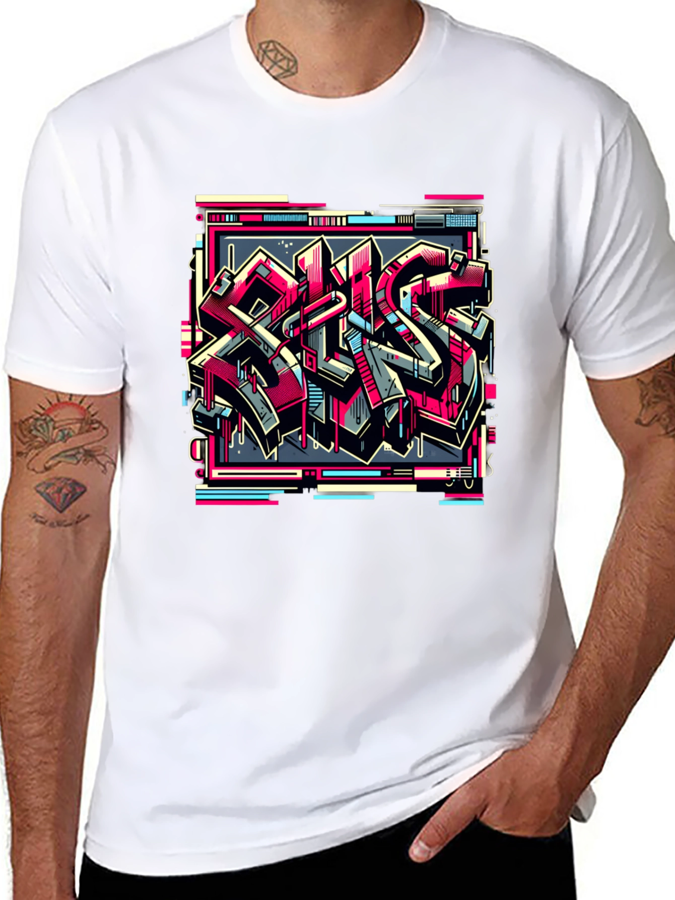 Black Urban Graffiti Graphic Tee - Street Style Black T-Shirt view 8