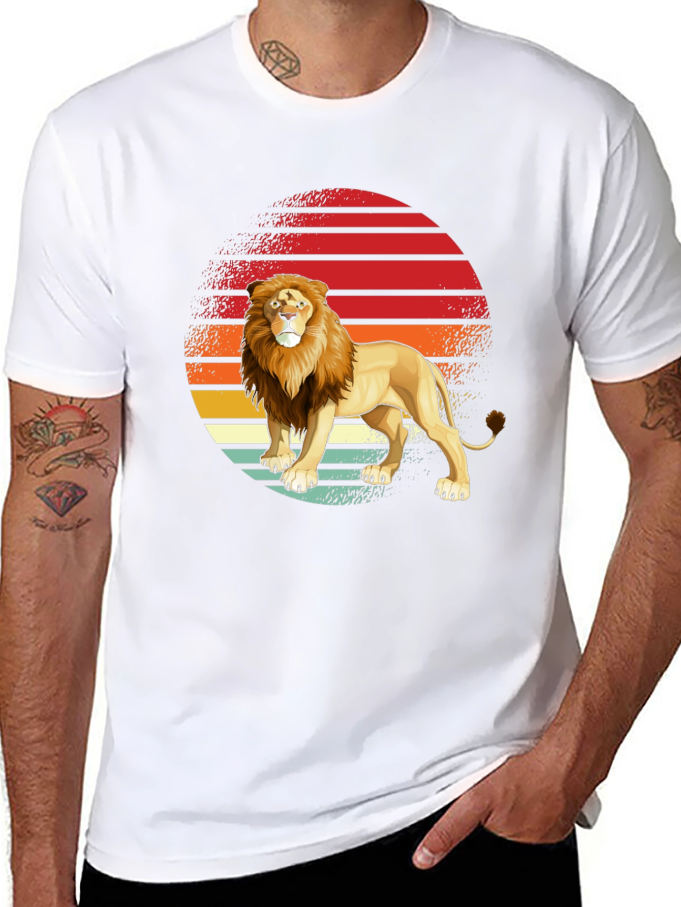 Black Lion Sunset Graphic Tee - Retro Style view 8