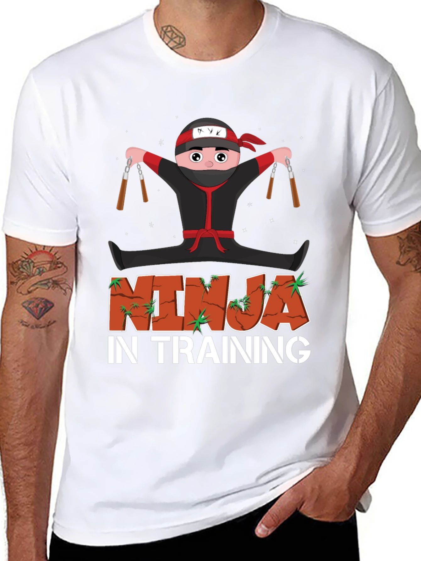 Black Ninja in Training Graphic Tee view 8