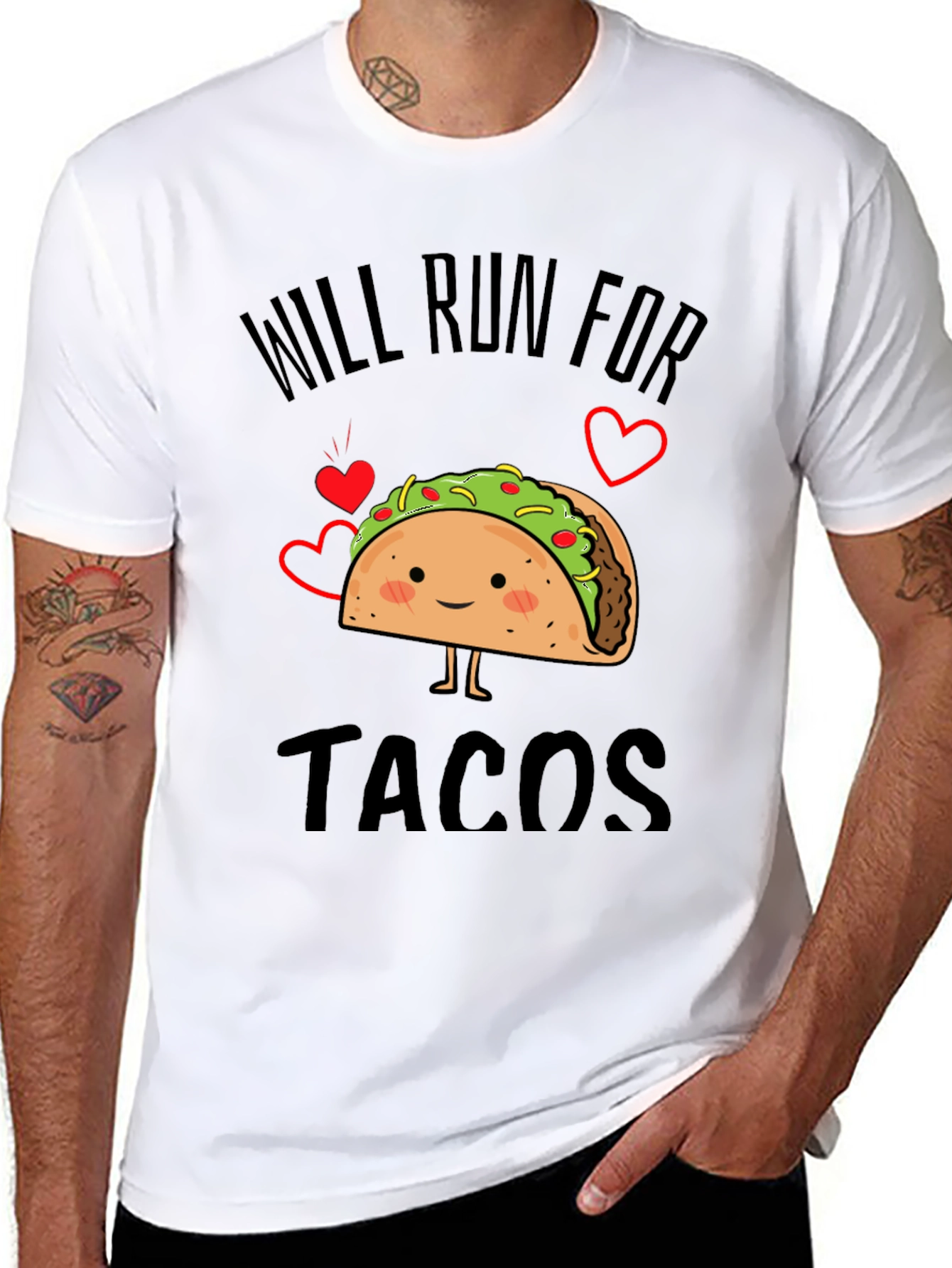 Black Will Run for Tacos Funny Graphic Tee Shirt view 8