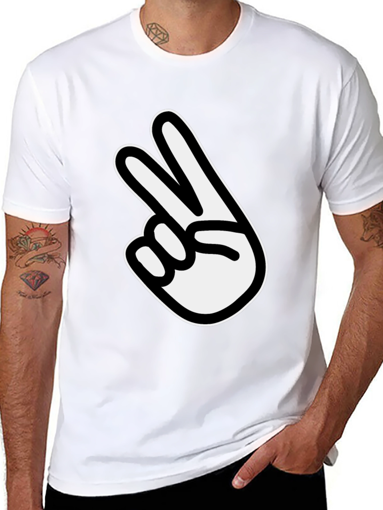 Black Peace Sign Graphic Tee - Classic Black Comfort view 8