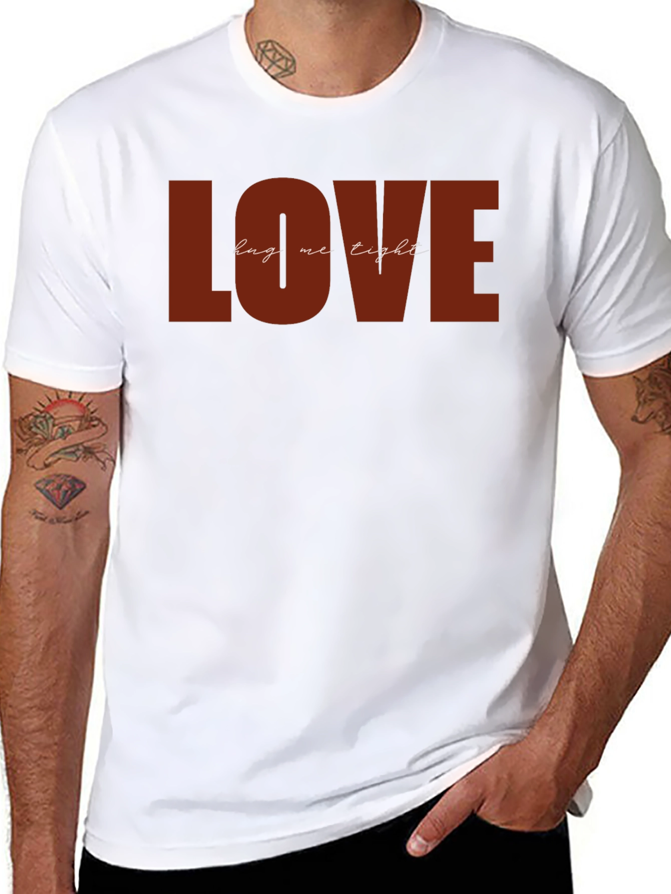 Black LOVE Hug Me Tight Graphic Black T-Shirt view 8