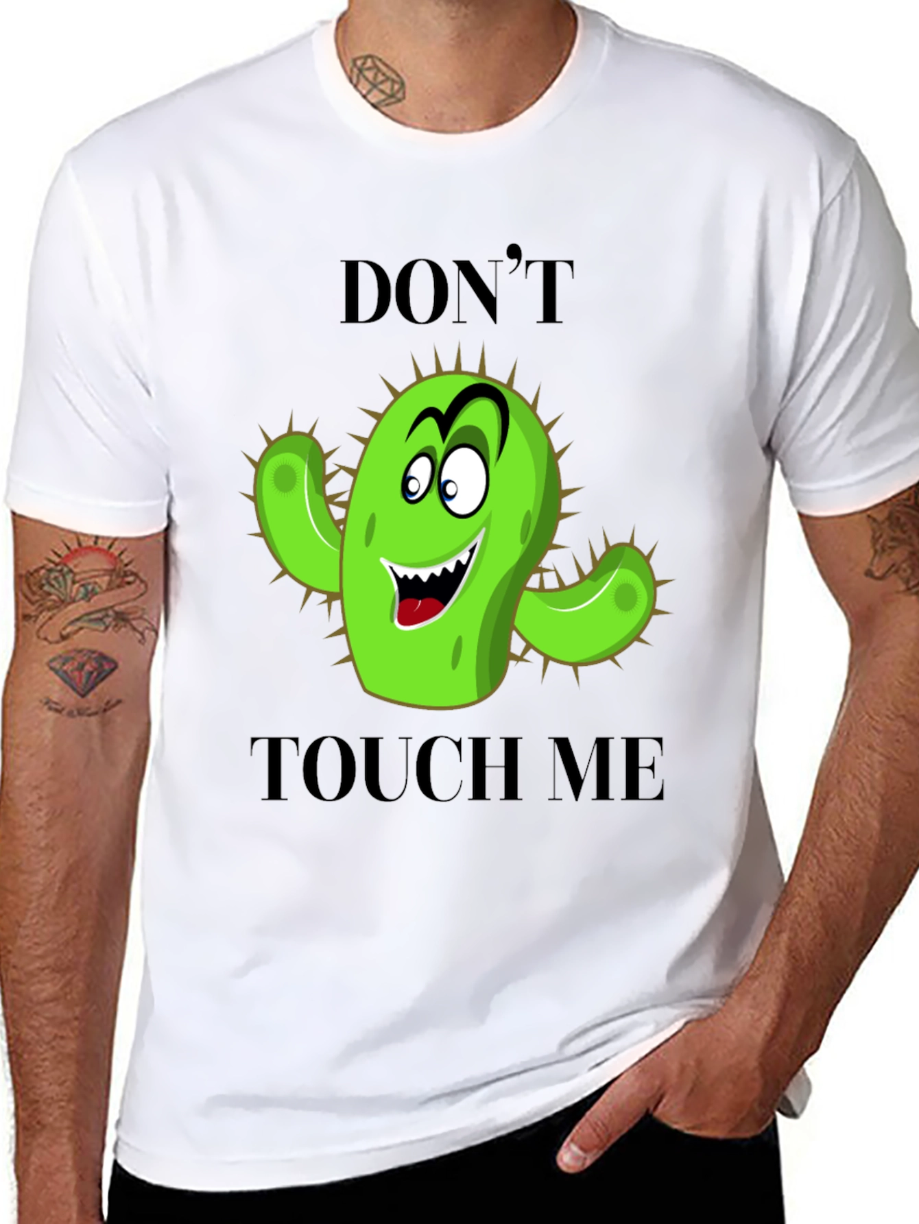 Black Don't Touch Me Cactus Graphic Tee view 8