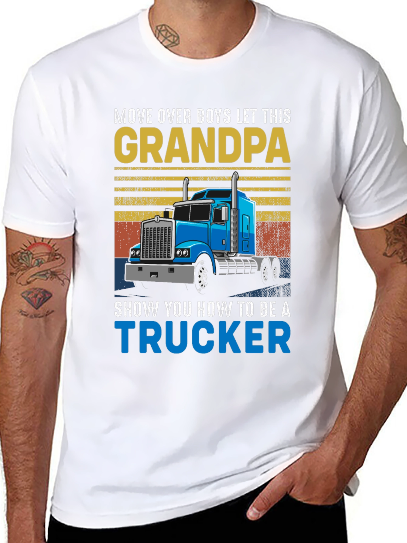 Black Grandpa Trucker T-Shirt: Move Over Boys! view 8