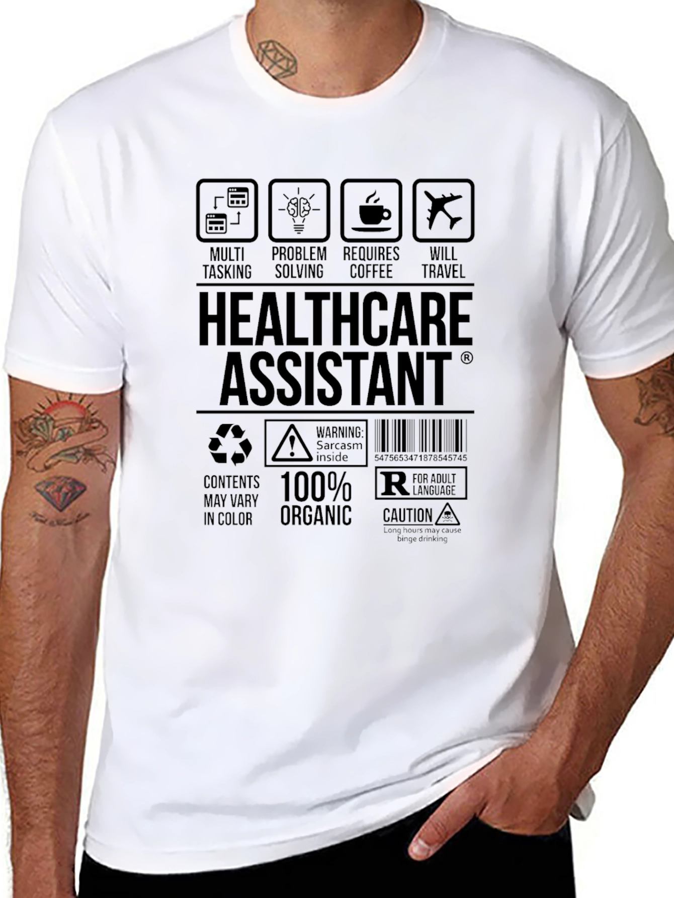 Black Healthcare Assistant Humor T-Shirt view 8