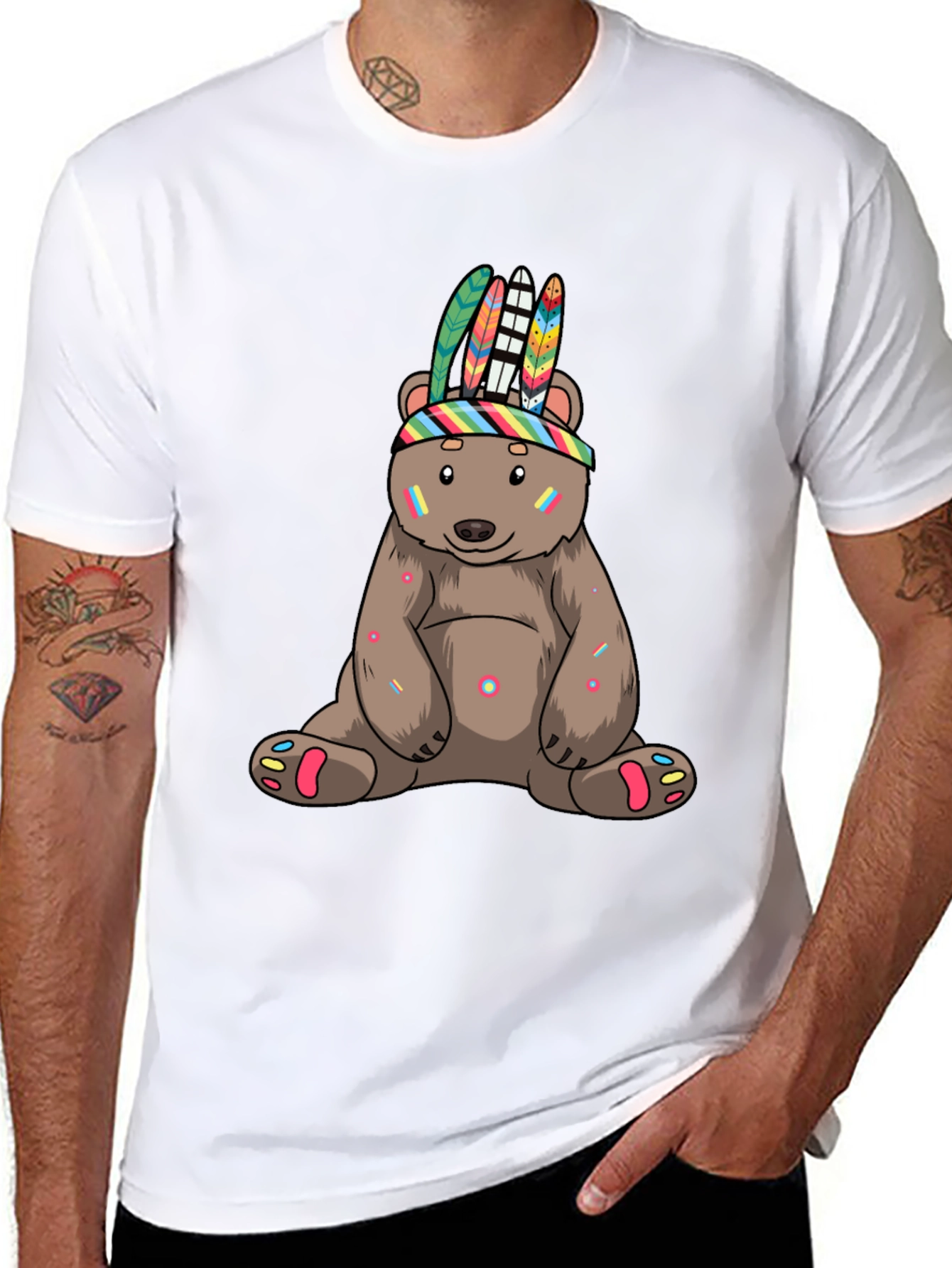 Black Cool Bear T-Shirt - Fun, Colorful Design view 8