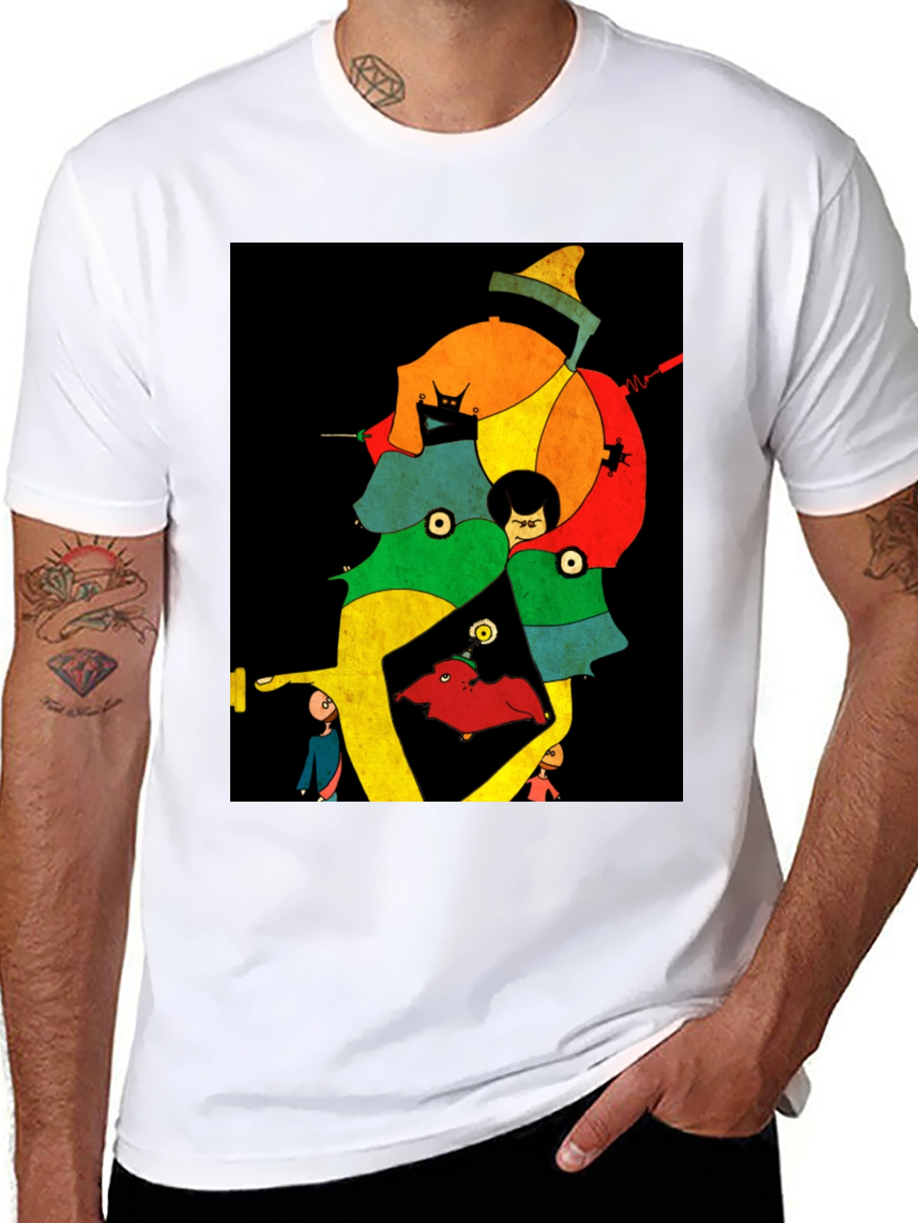 Black Abstract Art Print Black T-Shirt view 8