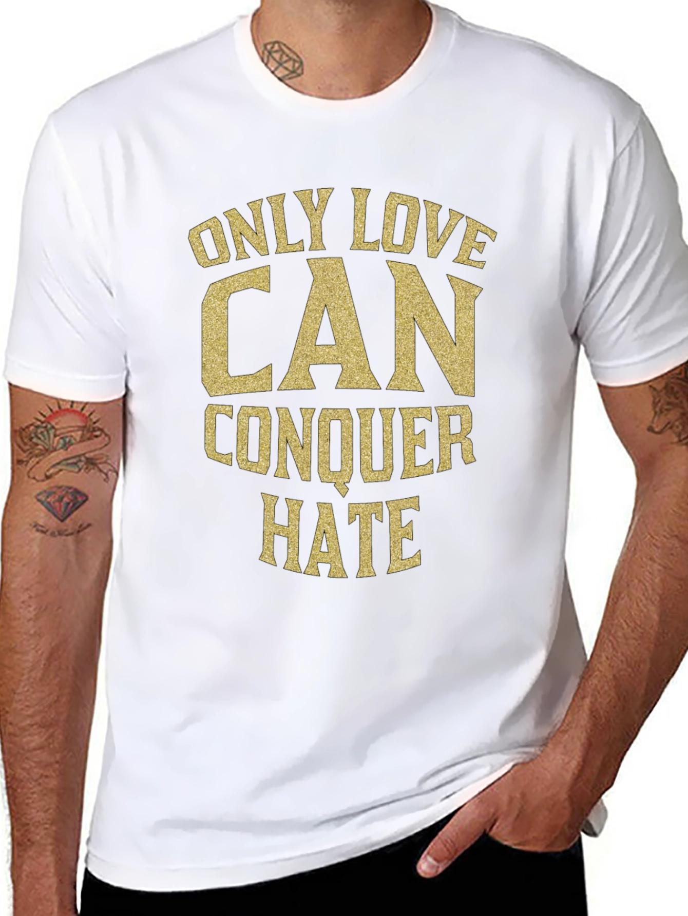 Black Love Conquers Hate Black Graphic Tee view 8