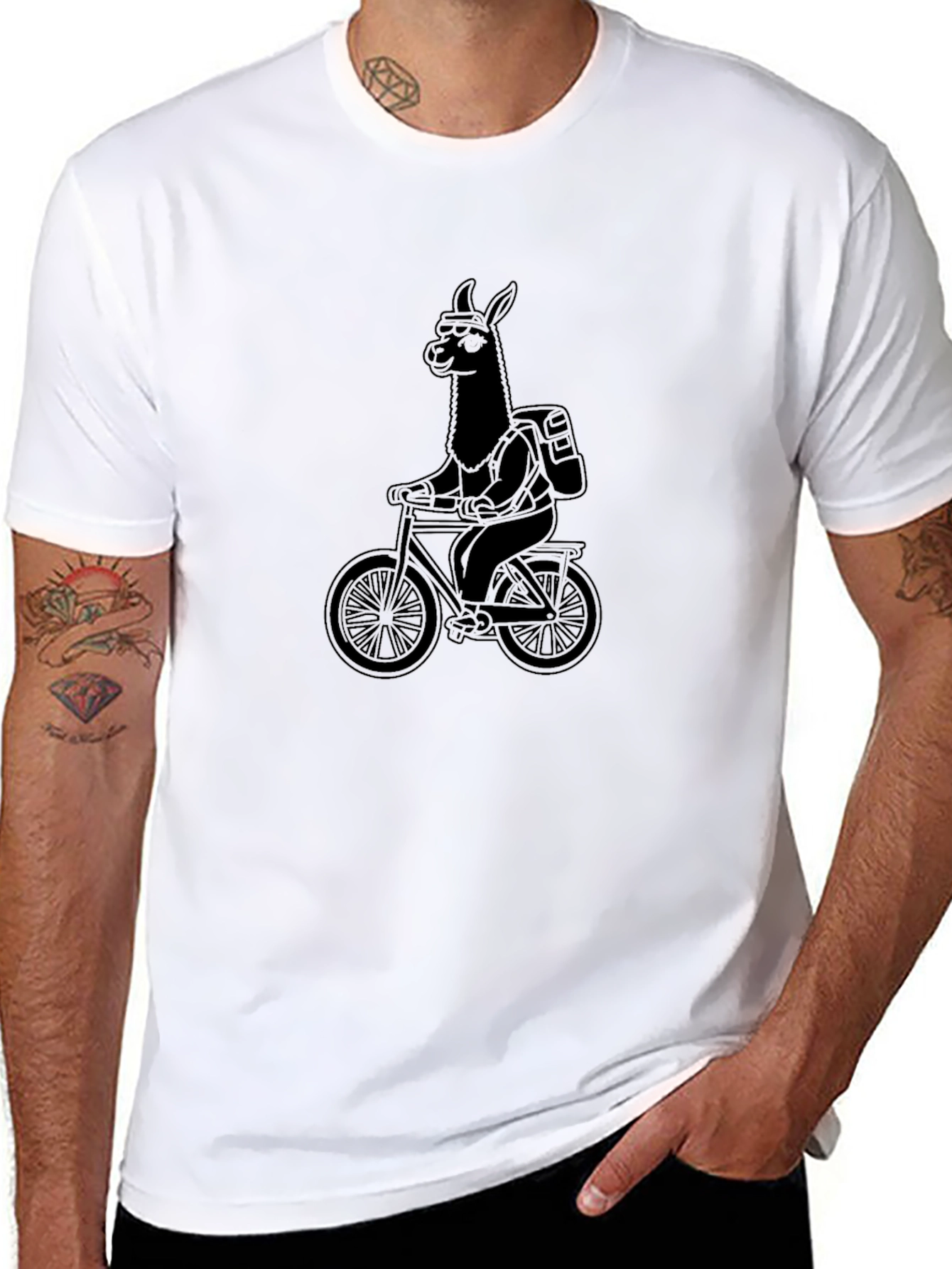 Black Llama Biker Graphic Tee - Black T-Shirt view 8