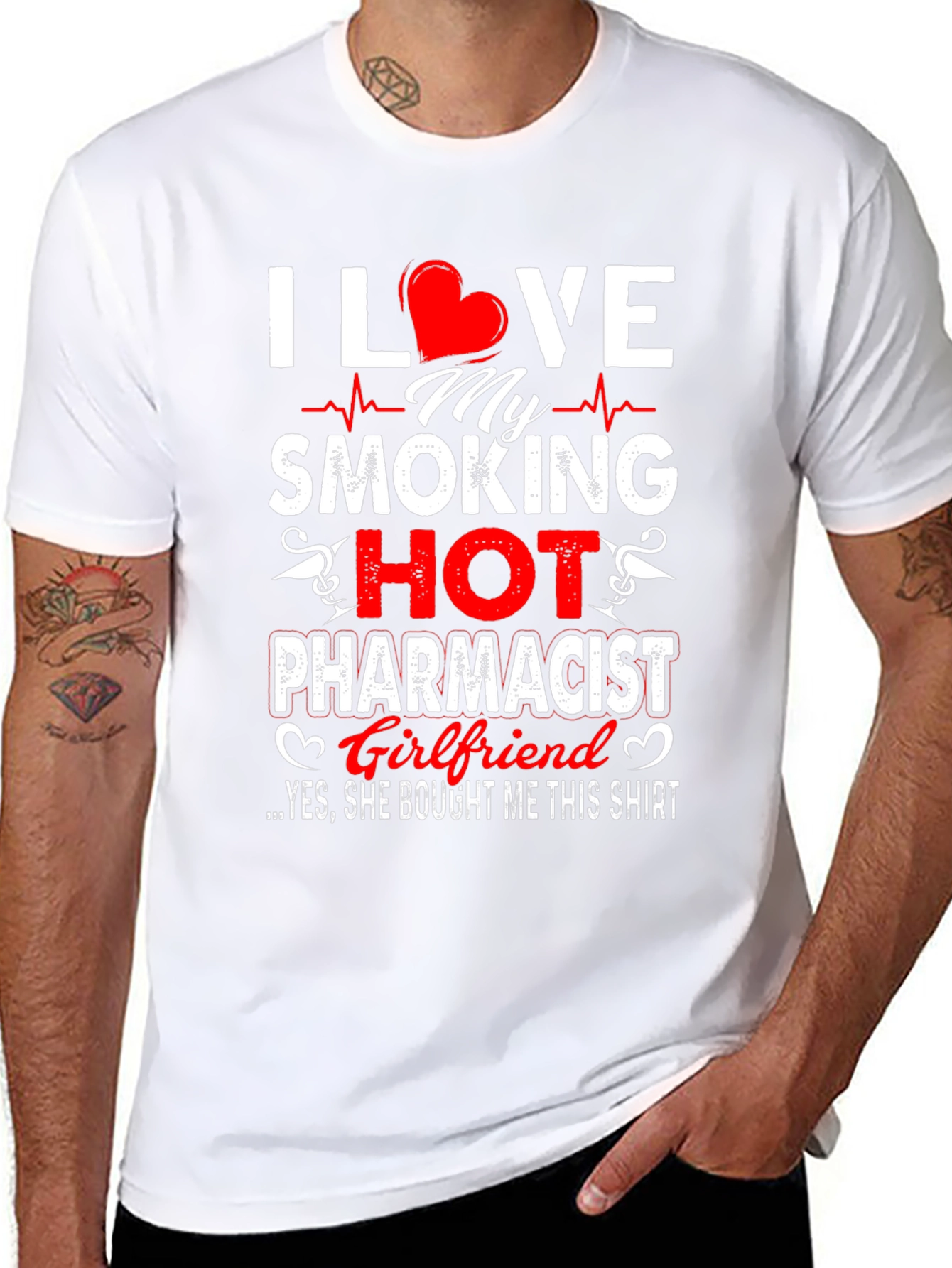 Black I Love My Smoking Hot Pharmacist Girlfriend T-Shirt view 8