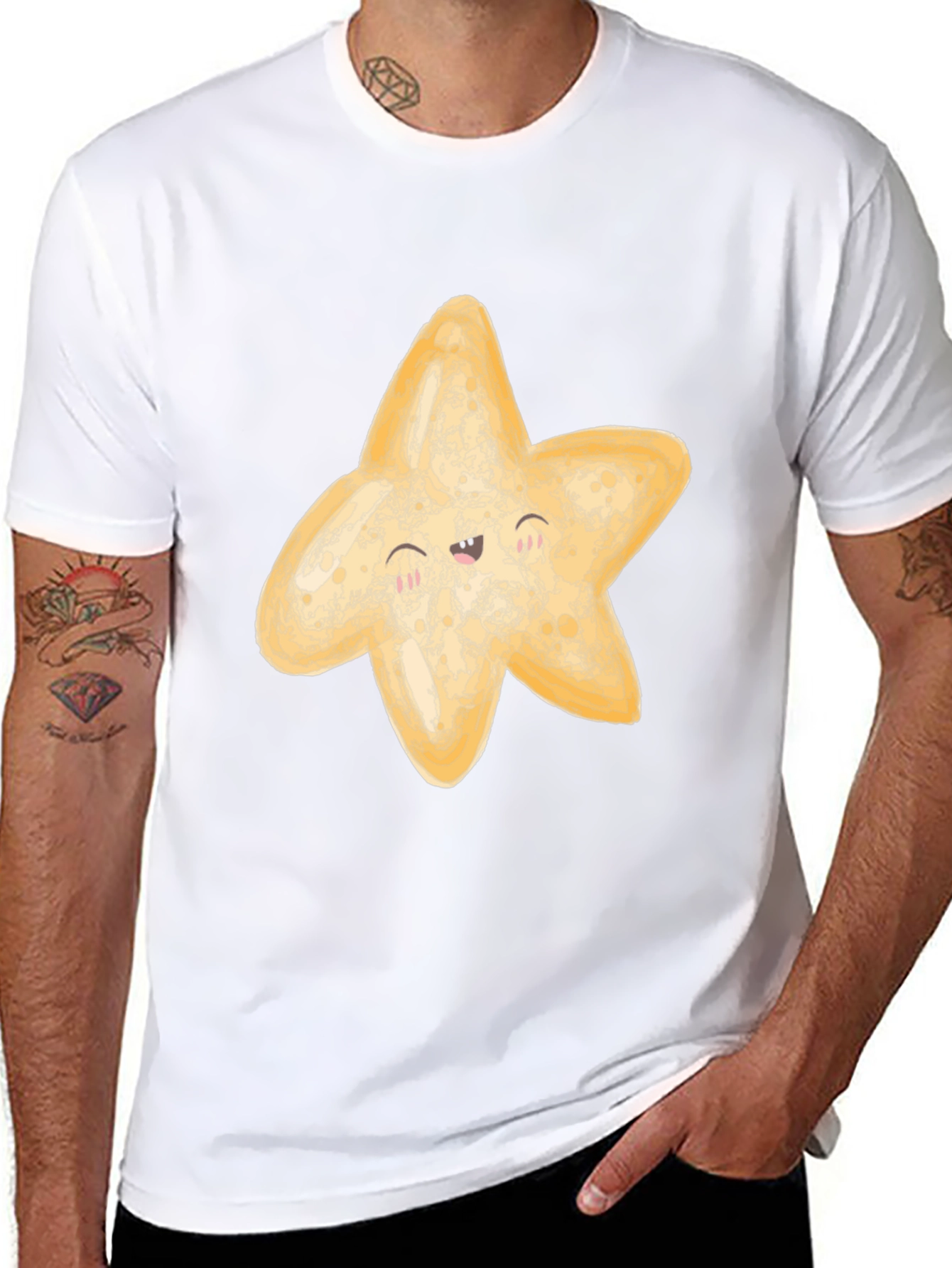 Black Cute Starfish Graphic Black T-Shirt view 8