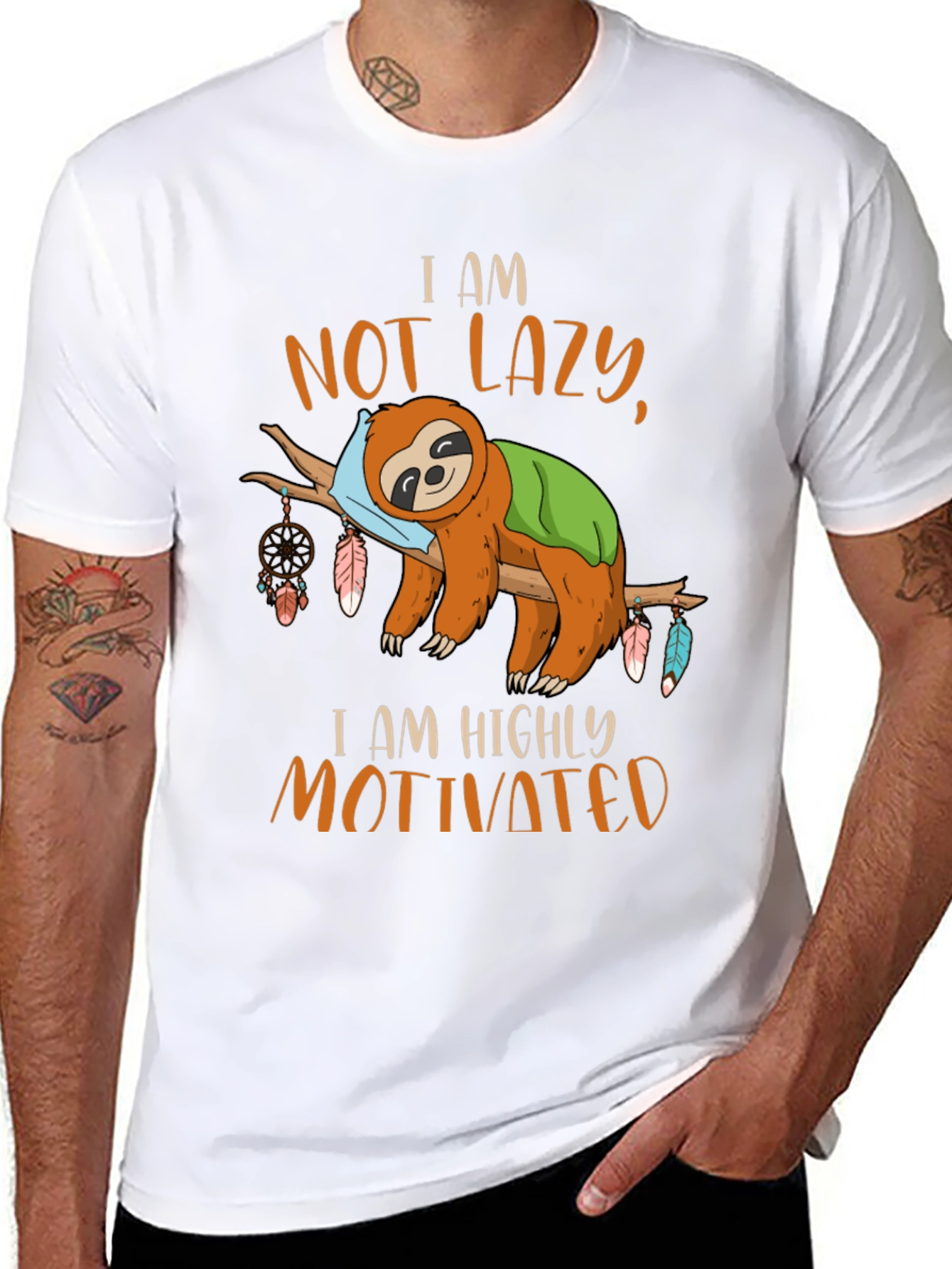 Black I Am Not Lazy Sloth Graphic Tee view 8