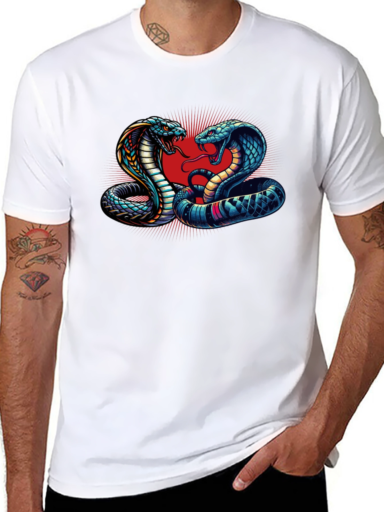Black Cobra Clash Graphic Tee - Bold Snake Design view 8