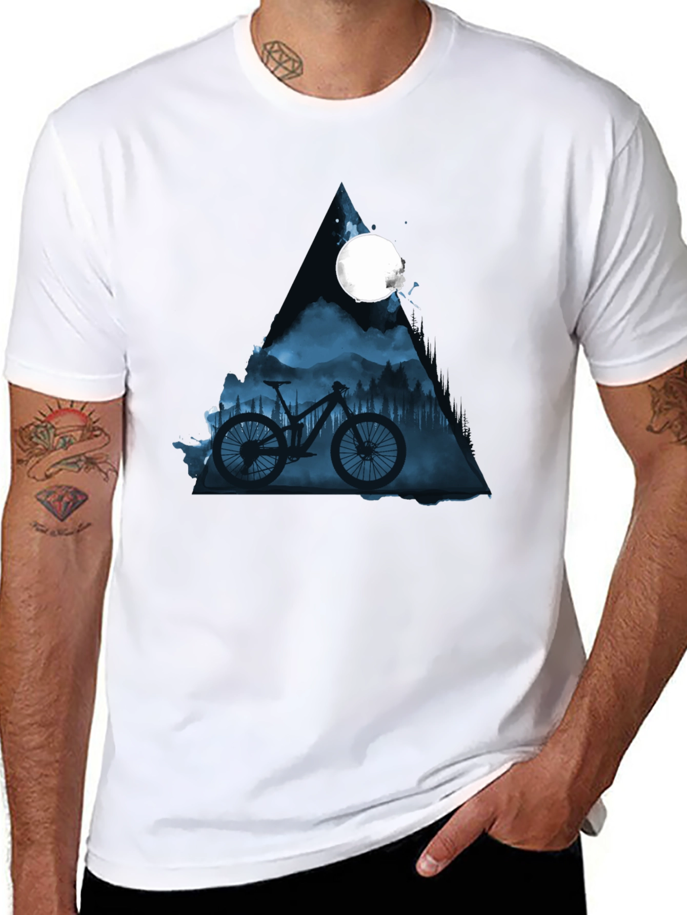 Black Mountain Bike Moon Graphic Tee - Stylish Black T-Shirt view 8