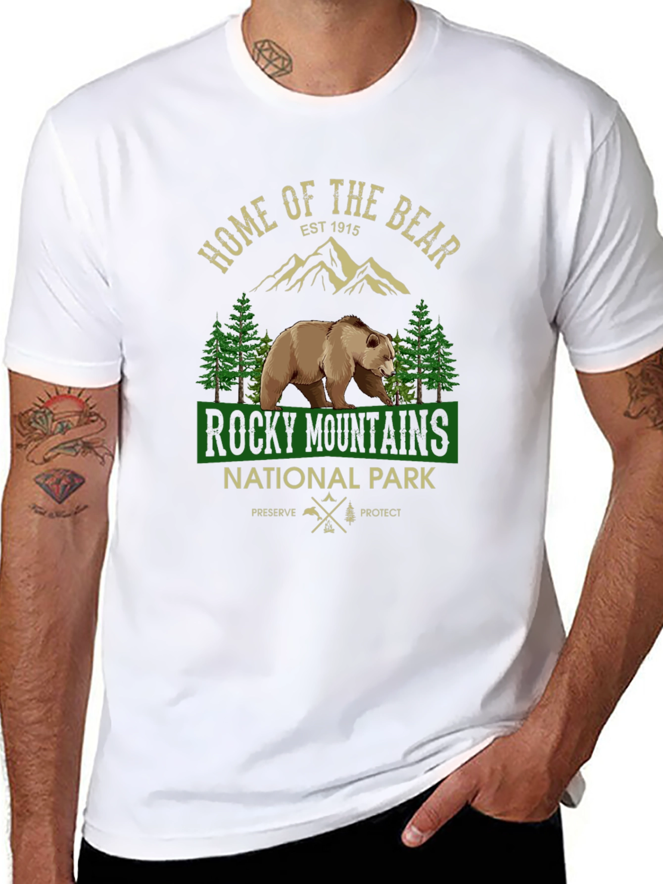 Black Rocky Mountains National Park Bear Graphic T-Shirt view 8