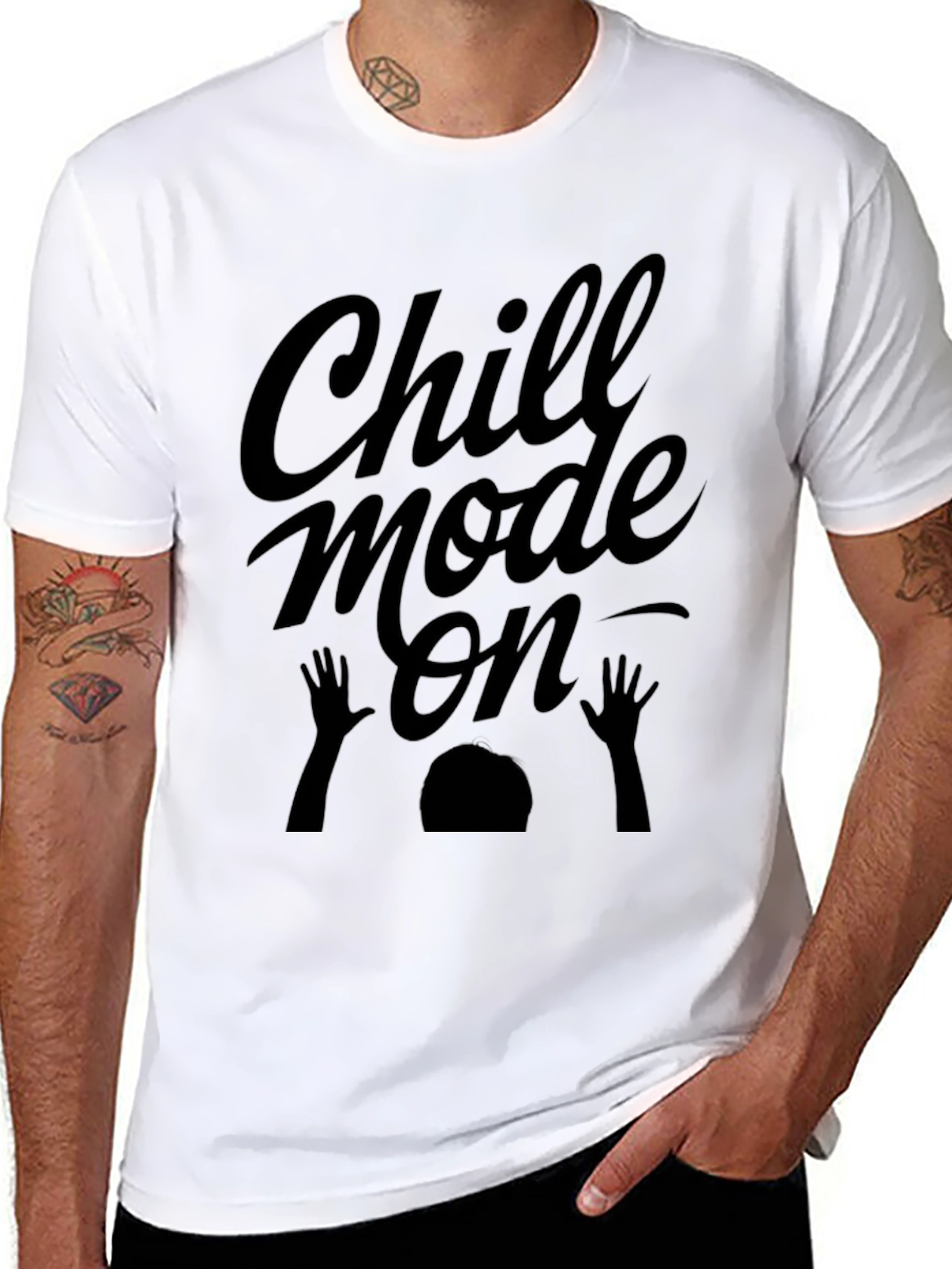 Black Chill Mode On Black Graphic T-Shirt view 8