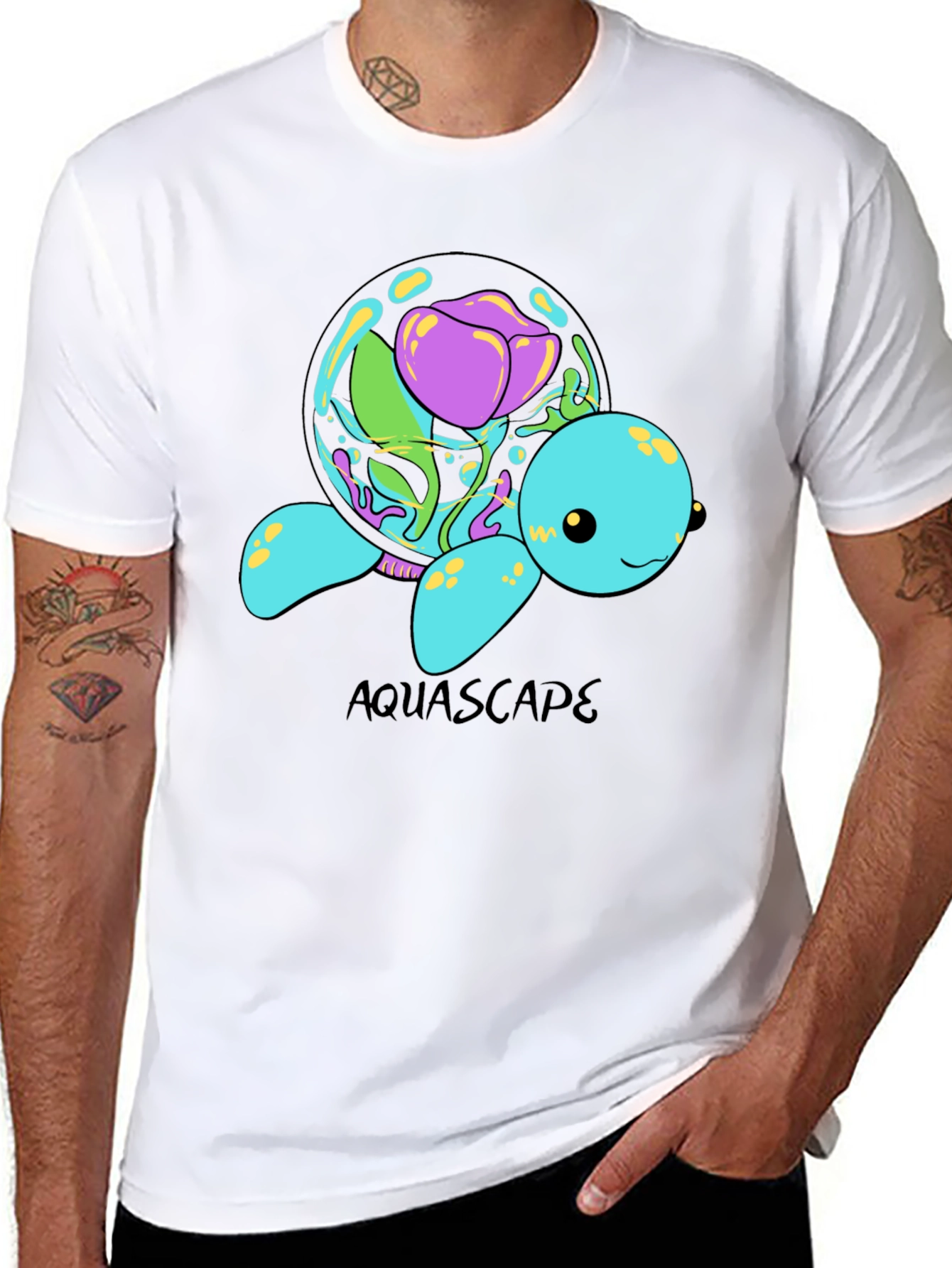 Black Aquascape Turtle Graphic T-Shirt view 8