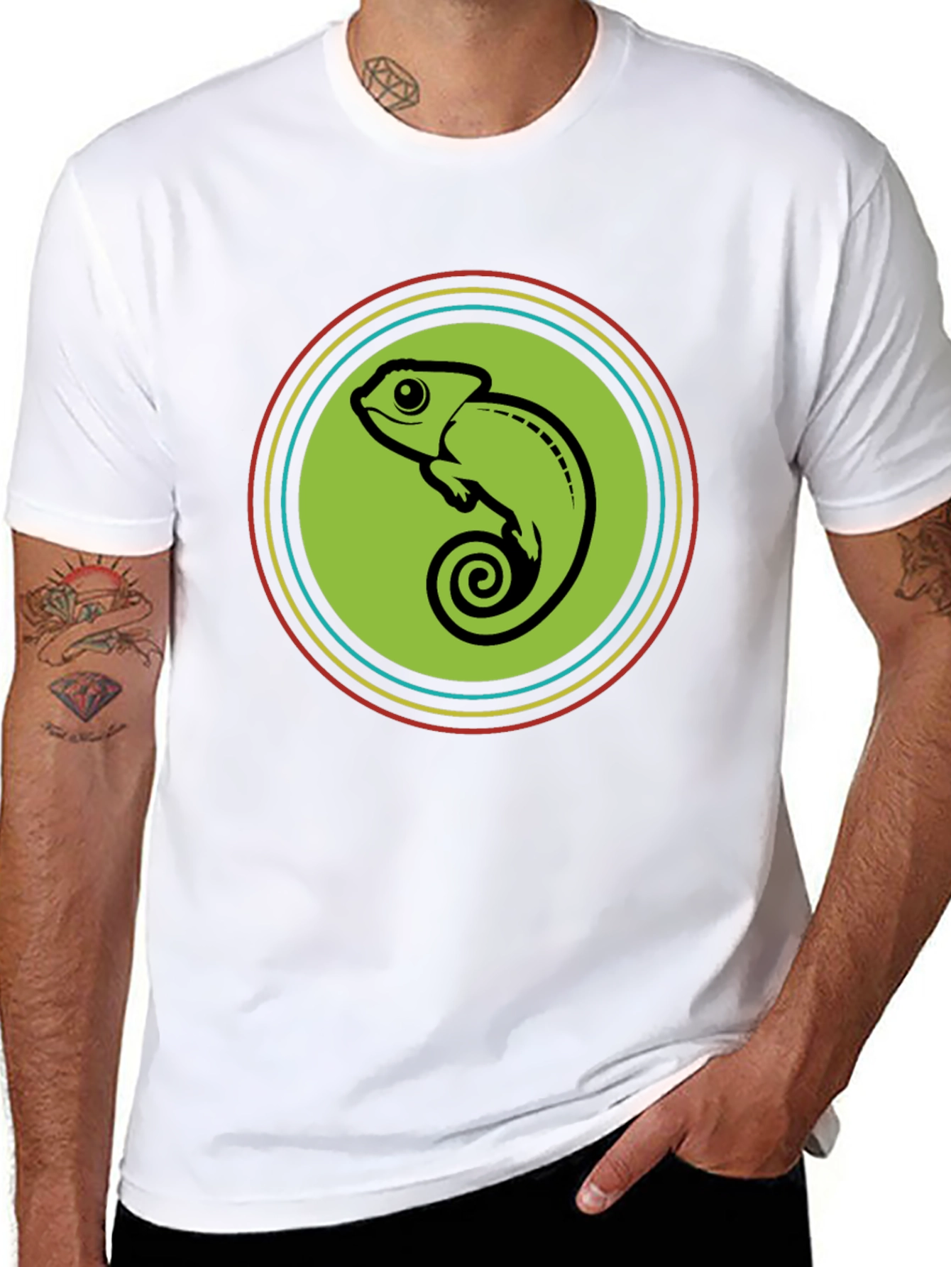 Black Chameleon Circle Graphic Tee - Cool & Comfy view 8