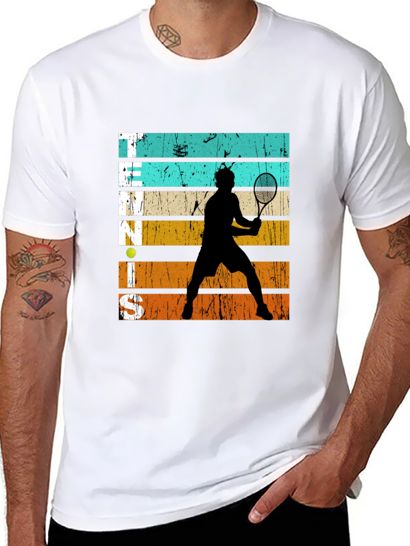 Black Retro Tennis Player Graphic T-Shirt view 8