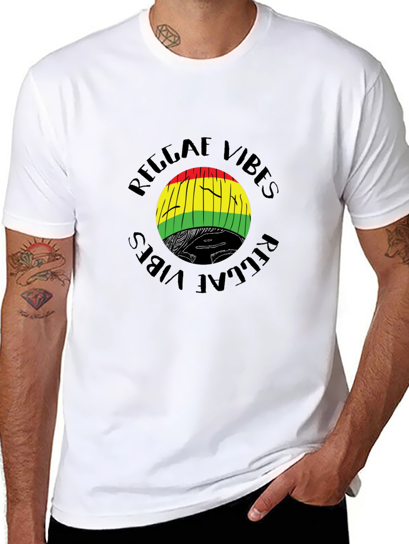 Black Reggae Vibes Graphic T-Shirt - Black view 8