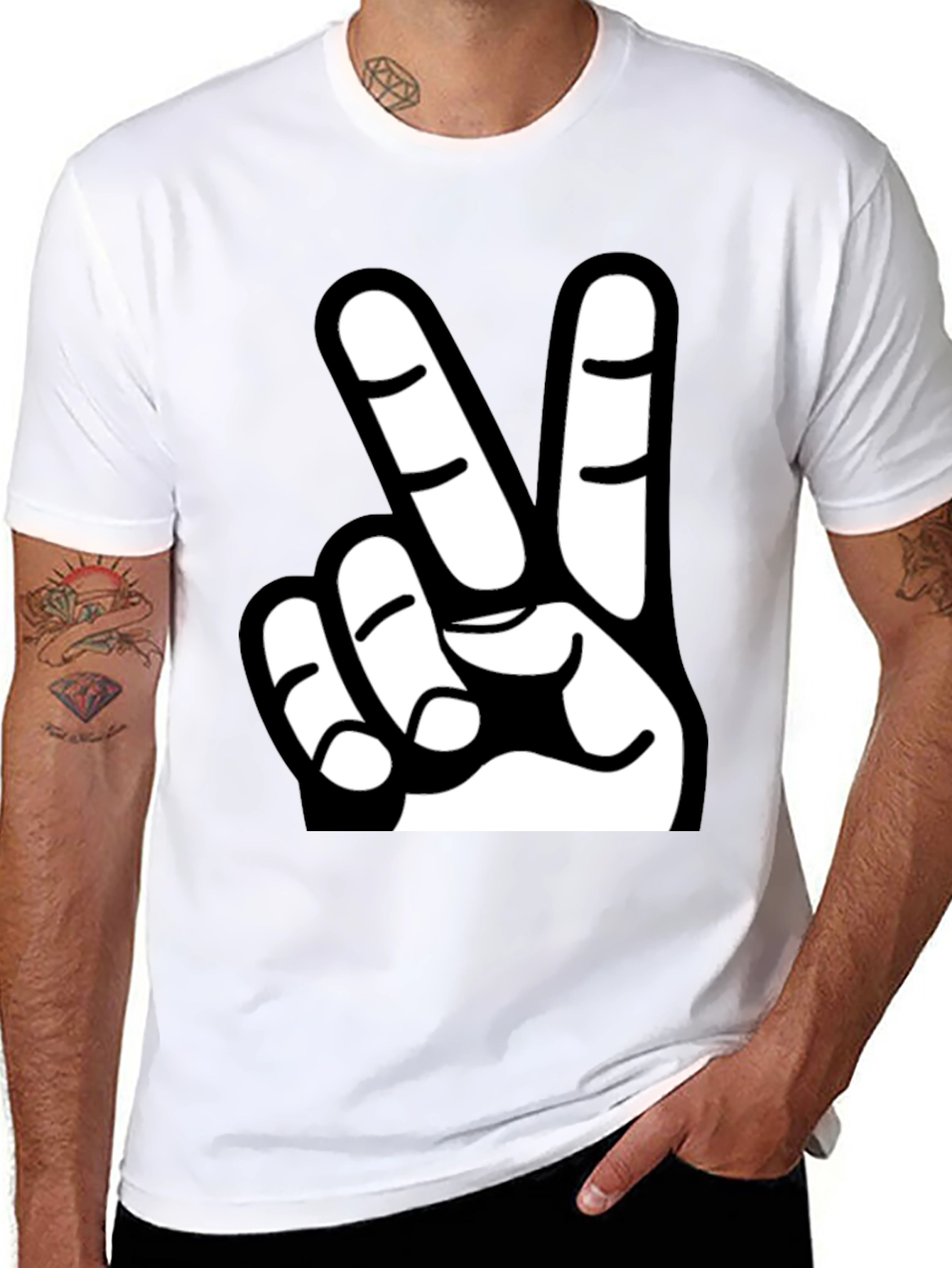 Black Peace Sign Graphic Tee - Classic Black T-Shirt view 8