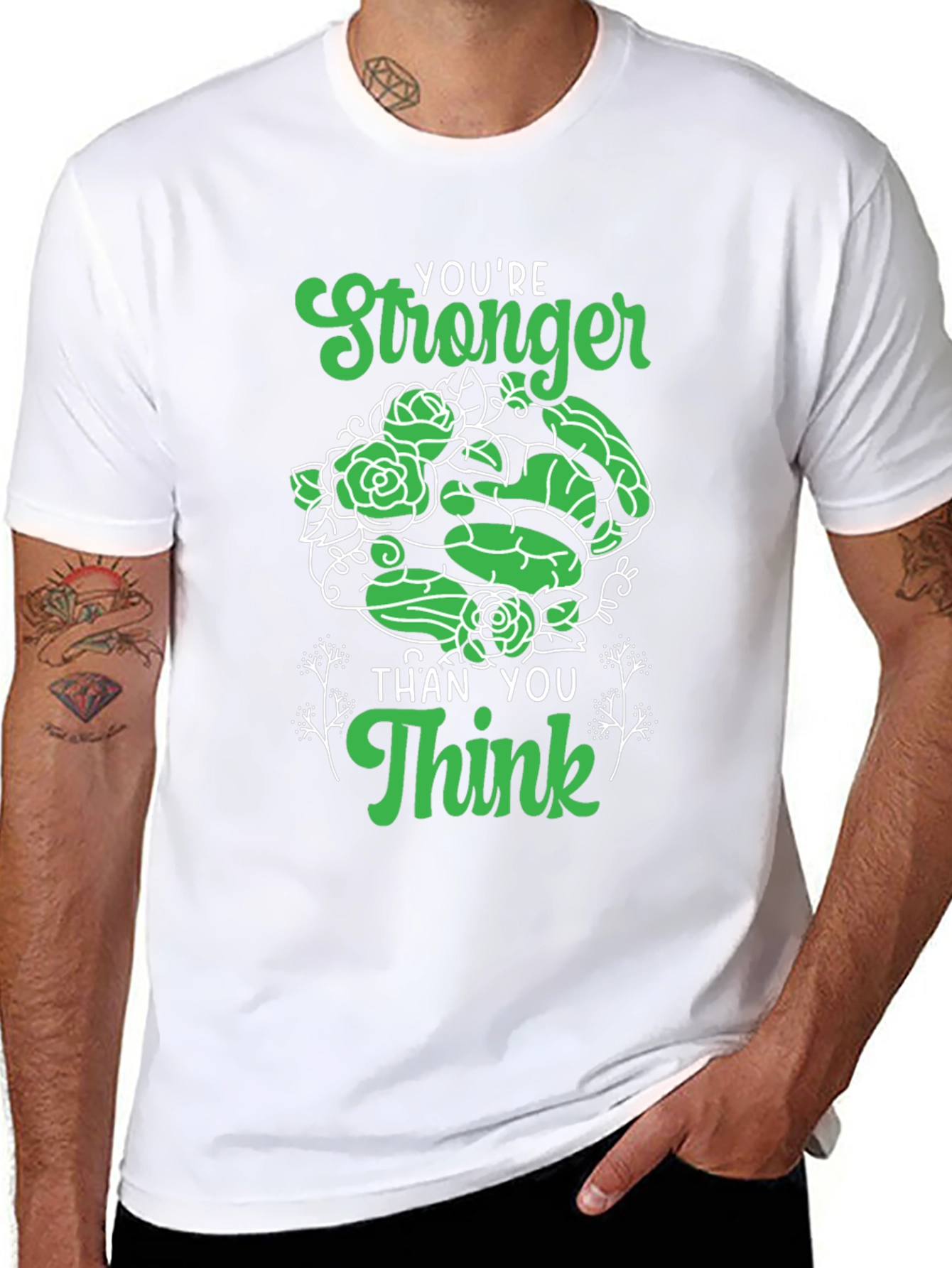 Black Stronger Than You Think Graphic Tee view 8