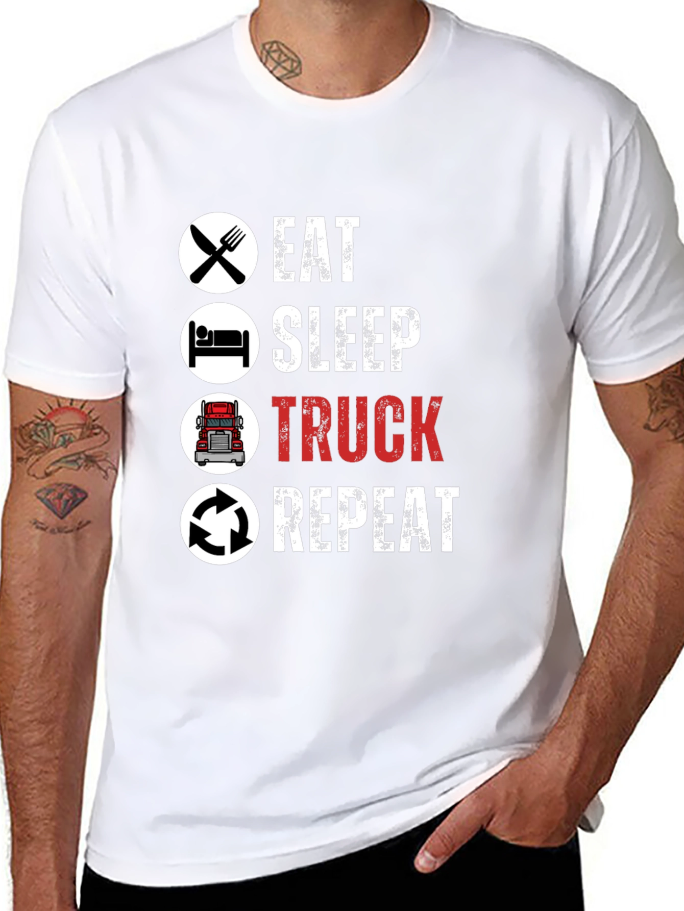 Eat Sleep Truck Repeat T-Shirt - Trucker Life - 8