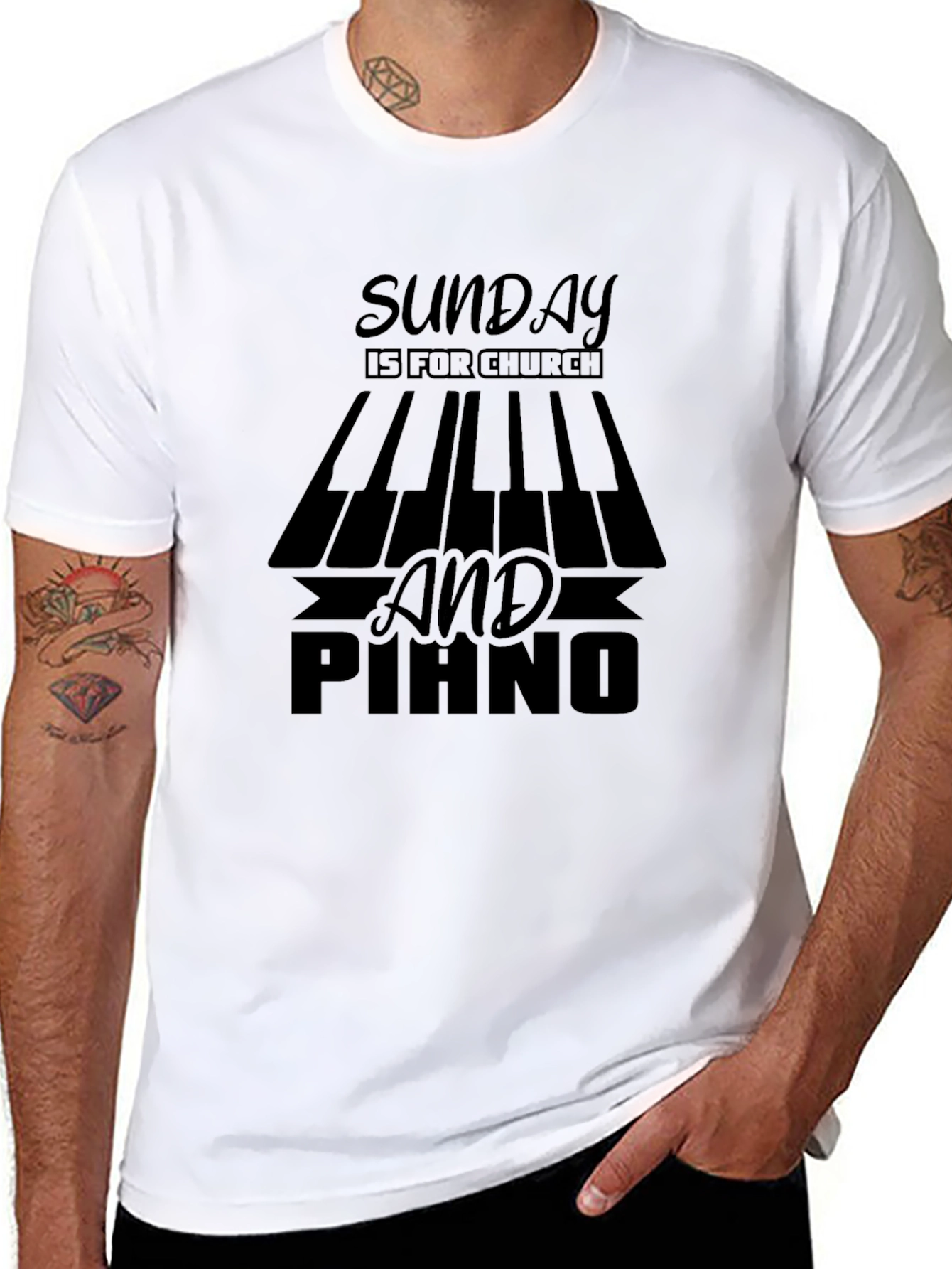 Black Sunday Church Piano Graphic T-Shirt view 8