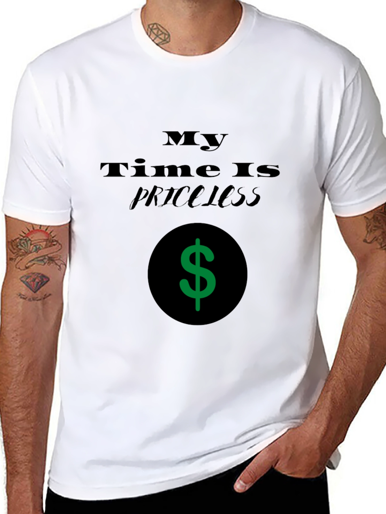 Black Priceless Time Black Graphic T-Shirt view 8