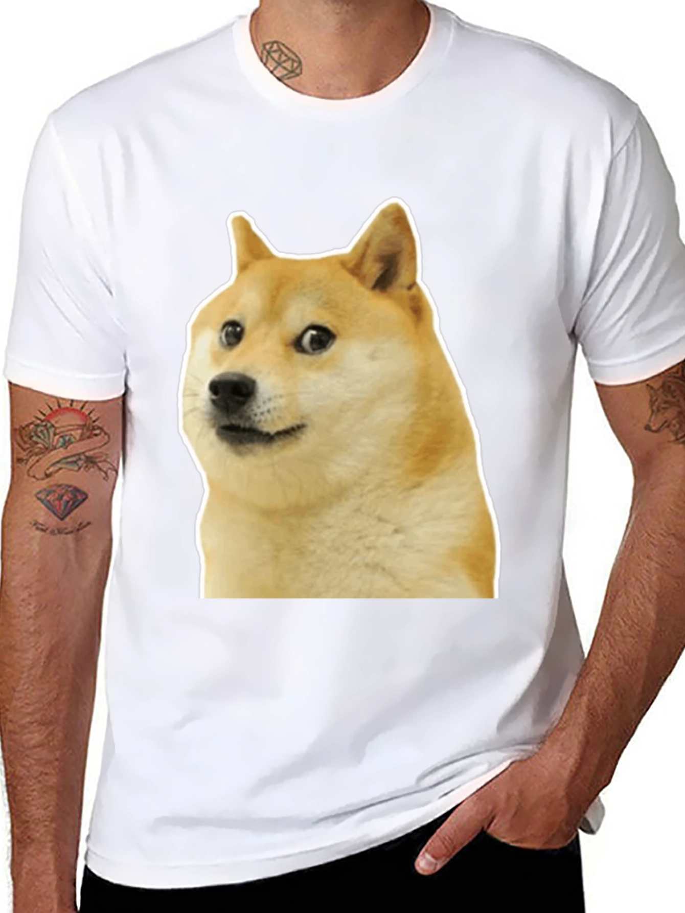 Black Doge Meme Graphic Tee - Black Cotton T-Shirt view 8