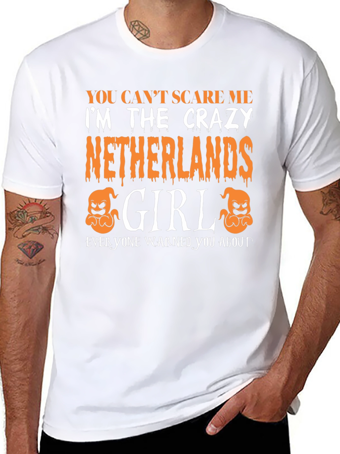 Black Crazy Netherlands Girl Halloween T-Shirt view 8