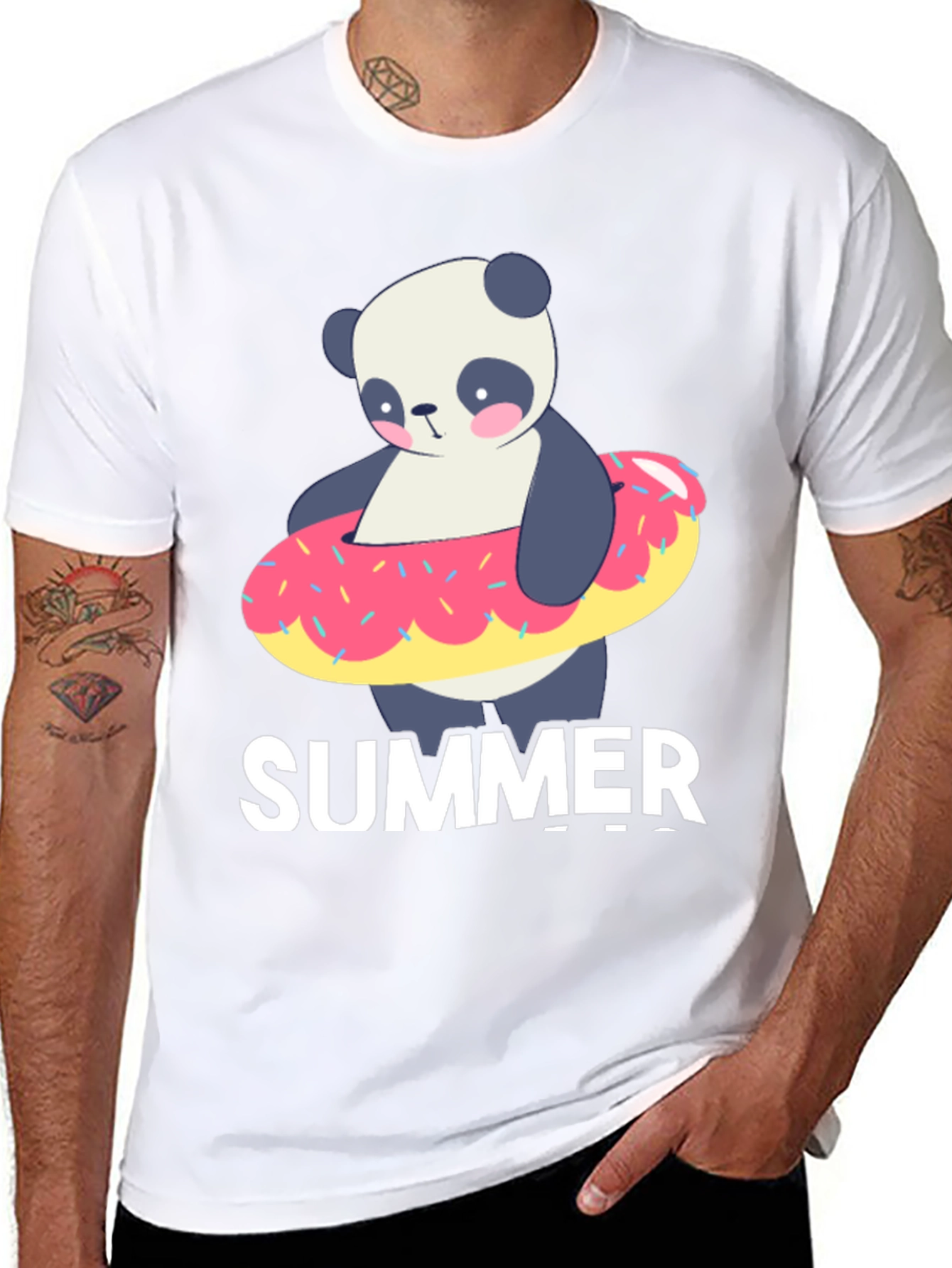 Black Summer Panda Doughnut T-Shirt view 8