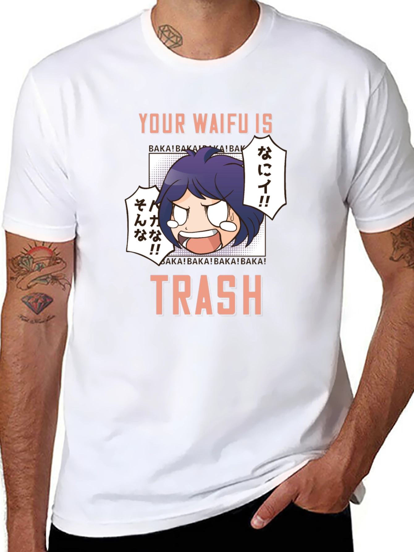 Black Your Waifu is Trash T-Shirt Anime Manga Graphic Tee view 8