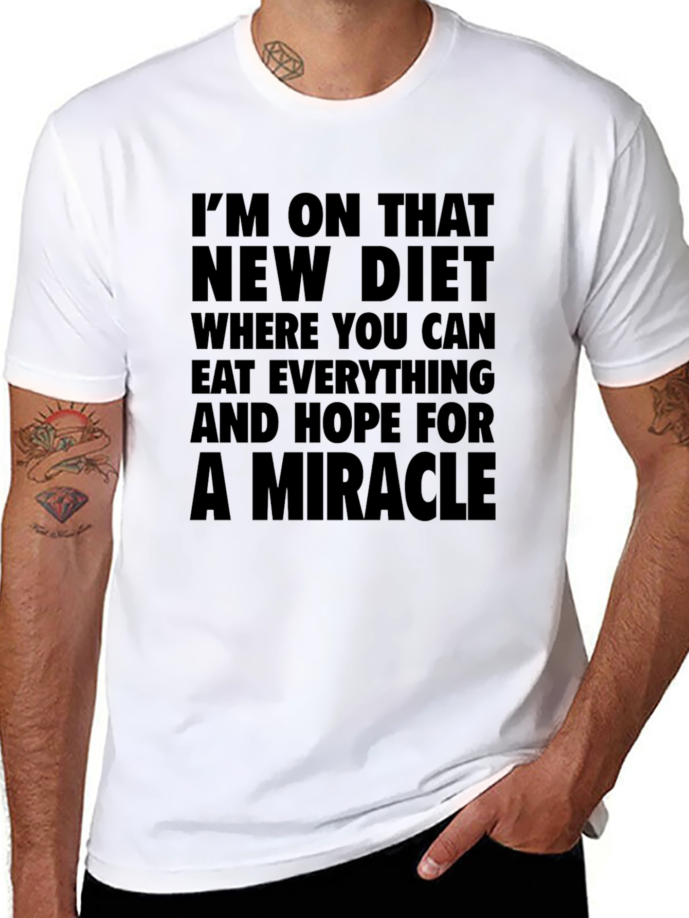 Black Miracle Diet T-Shirt - Eat Everything & Hope! view 8