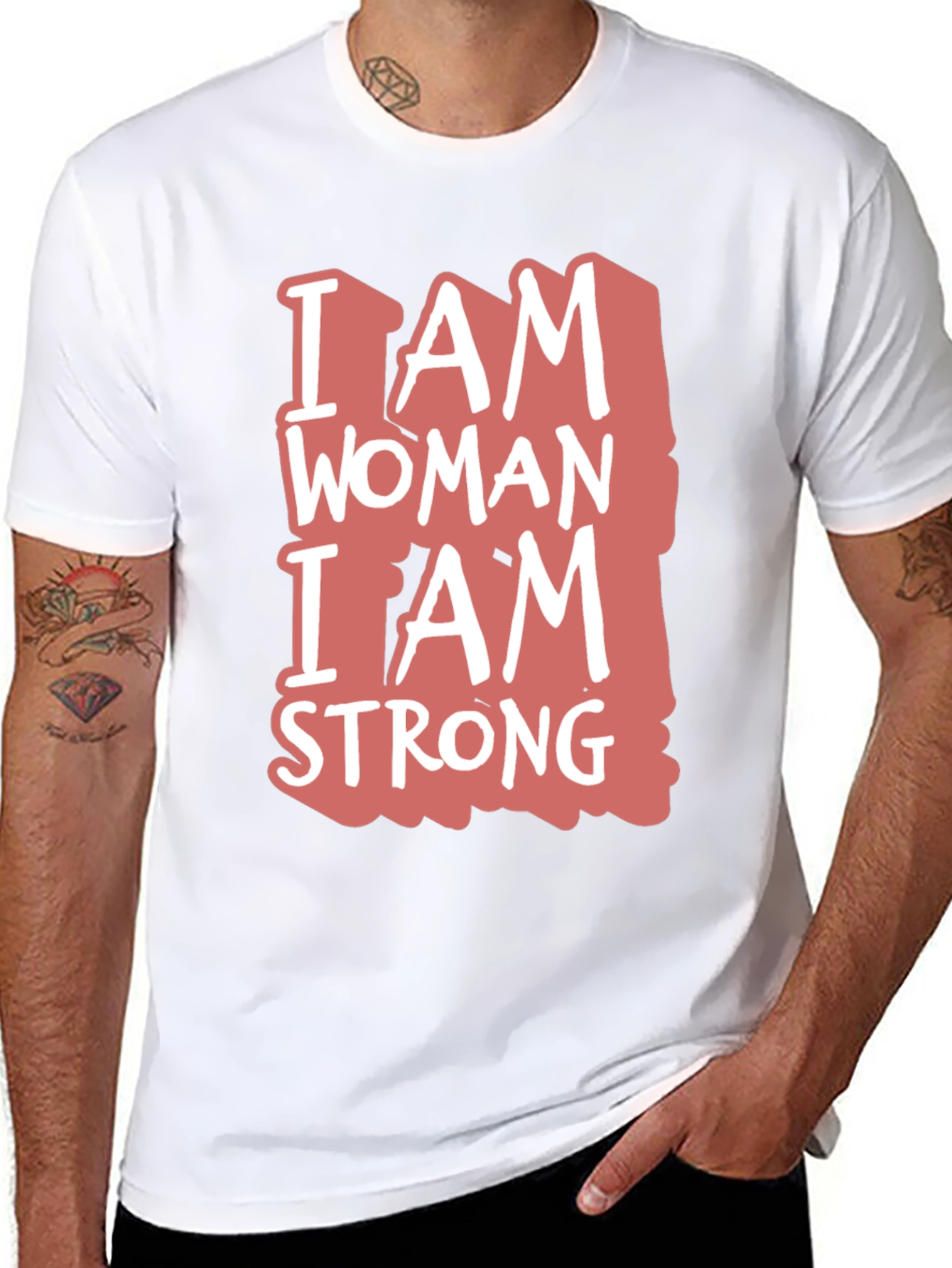 Black I Am Woman I Am Strong Graphic Tee - Black Cotton Blend view 8